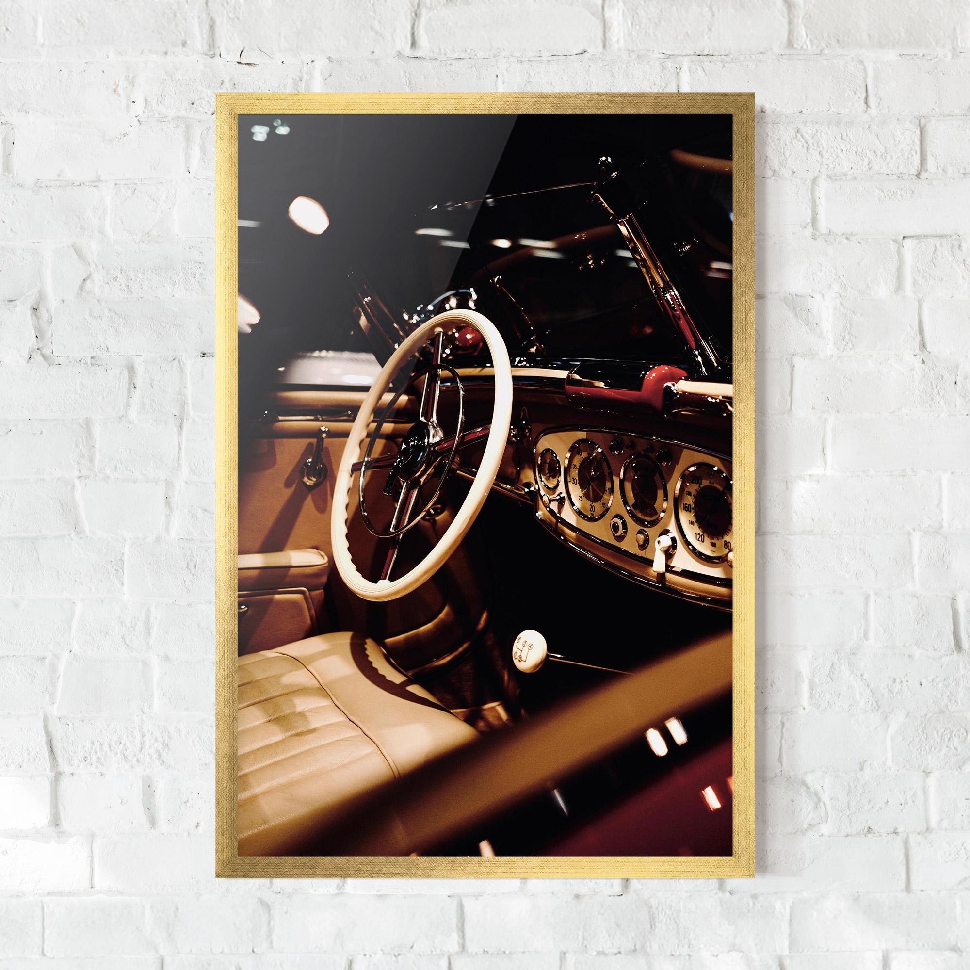 Gerahmte Poster White Steering Wheel mockup 0