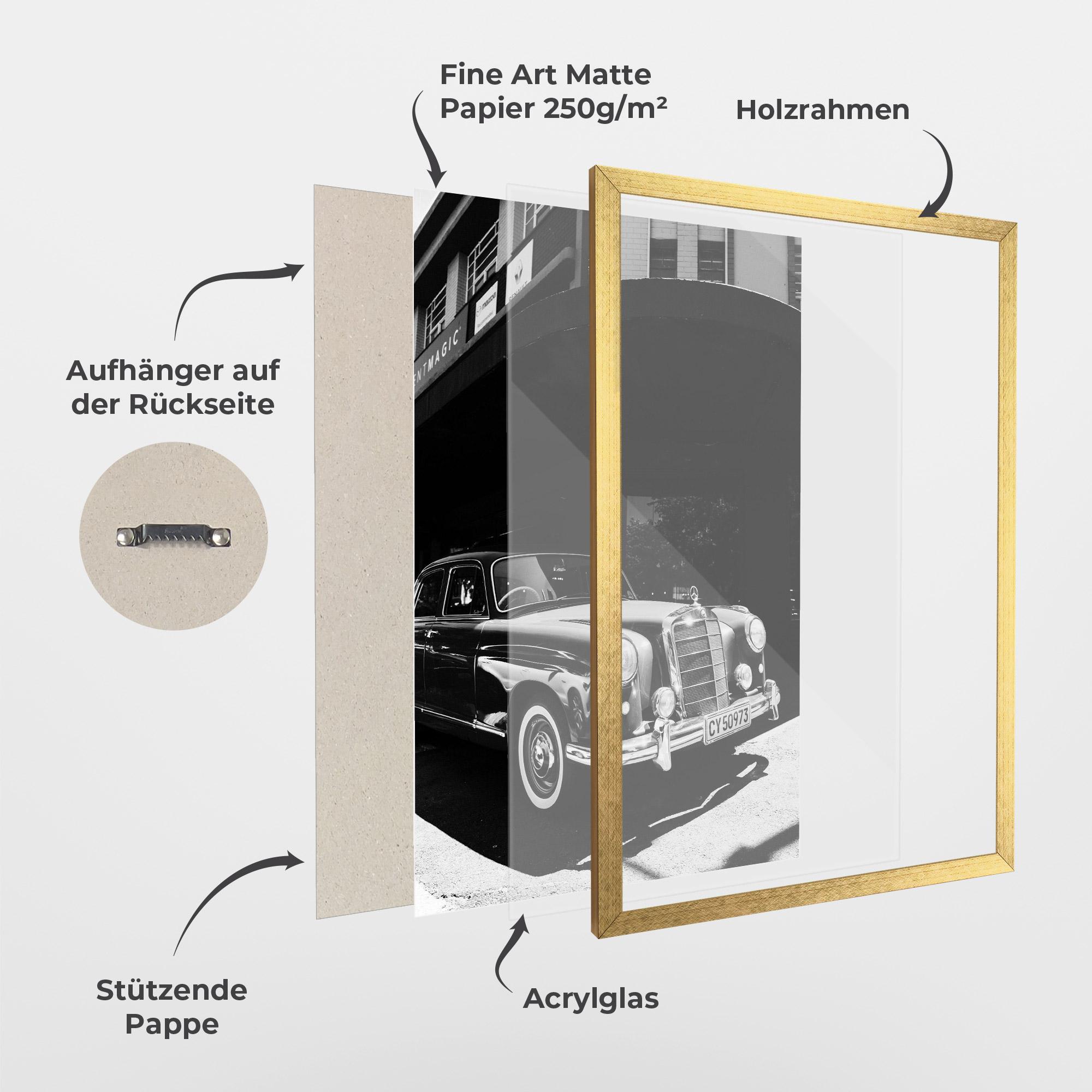 Gerahmte Poster Old Black Car mockup 1