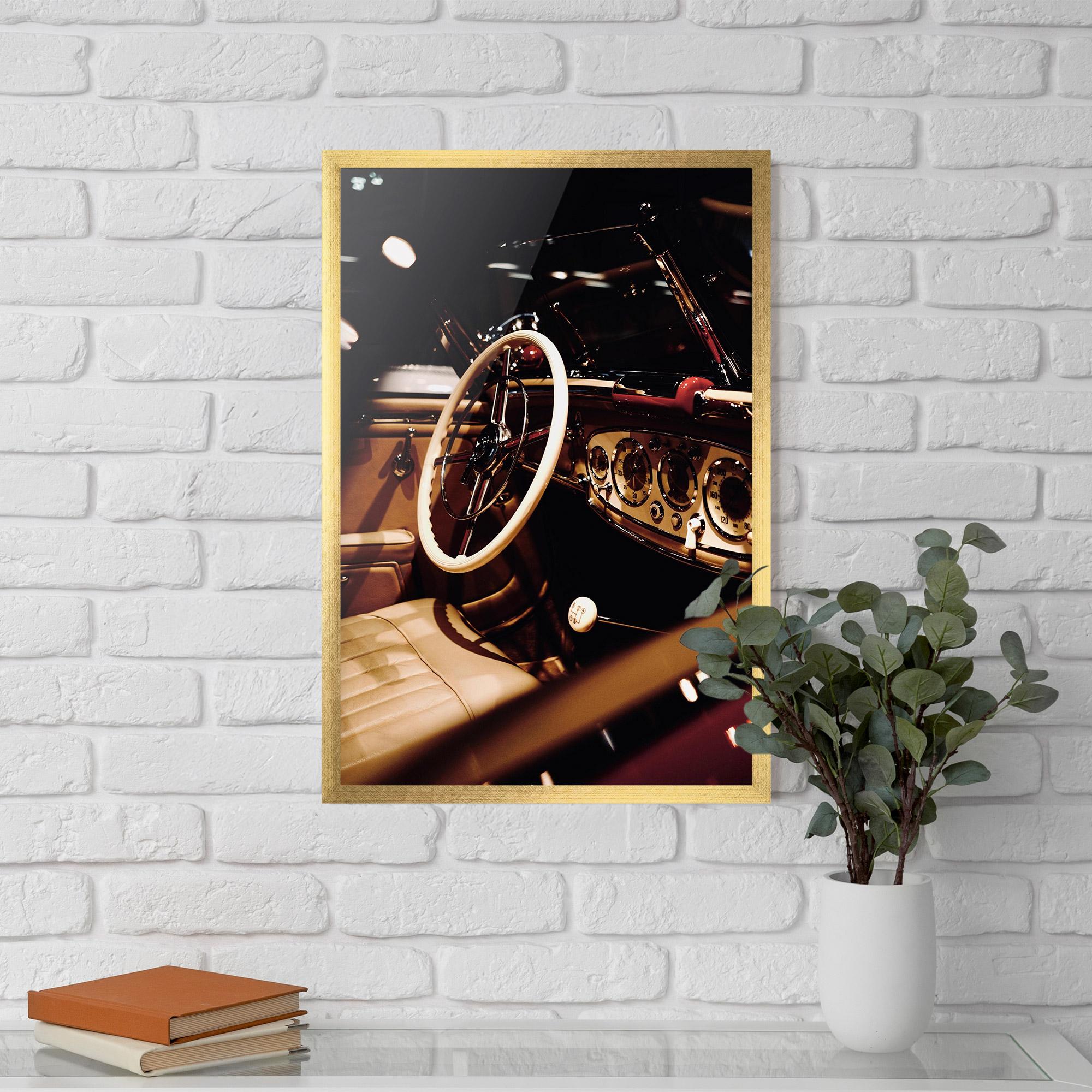 Gerahmte Poster White Steering Wheel mockup 5