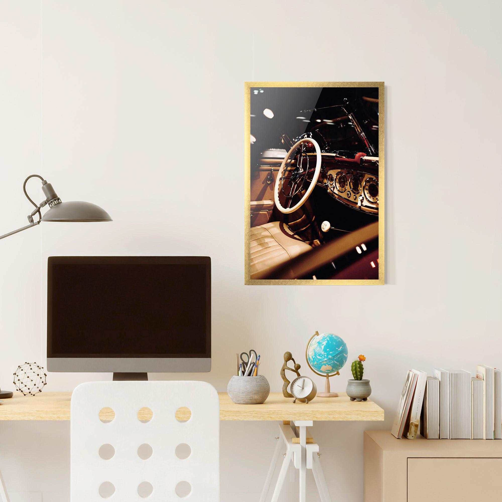 Gerahmte Poster White Steering Wheel mockup 6