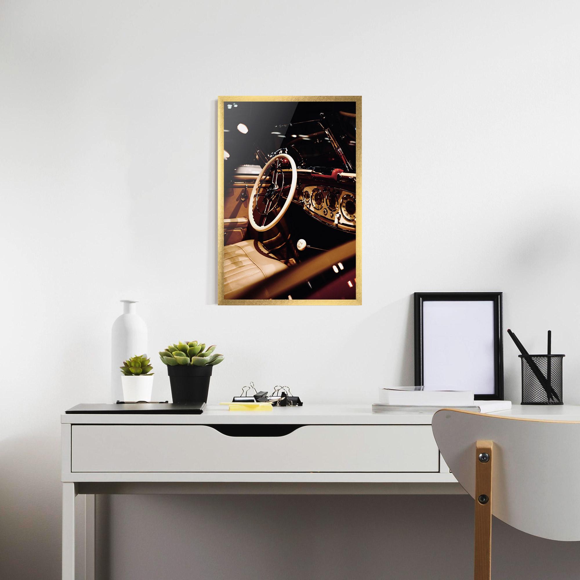 Gerahmte Poster White Steering Wheel mockup 7