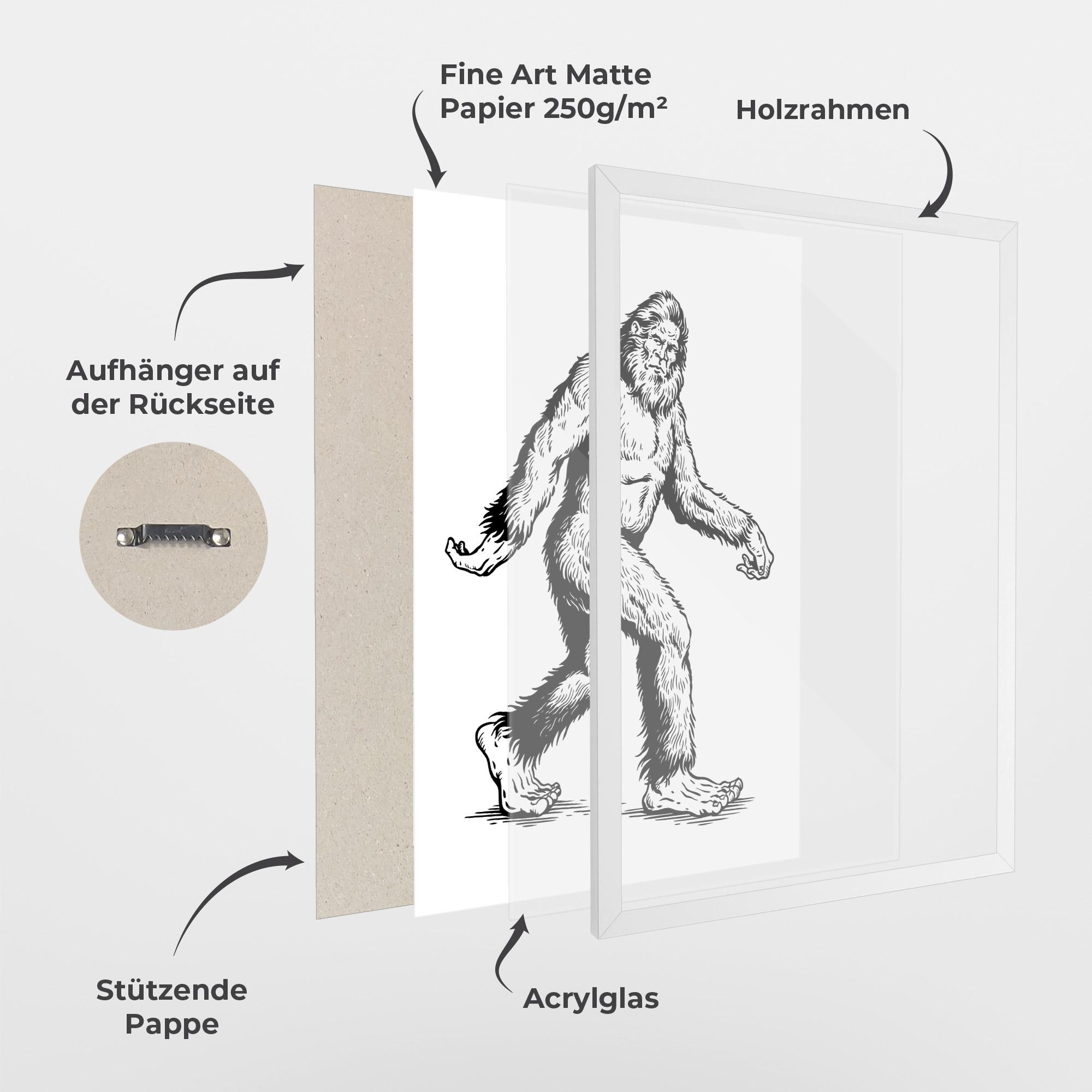 Gerahmte Poster Yeti mockup 1