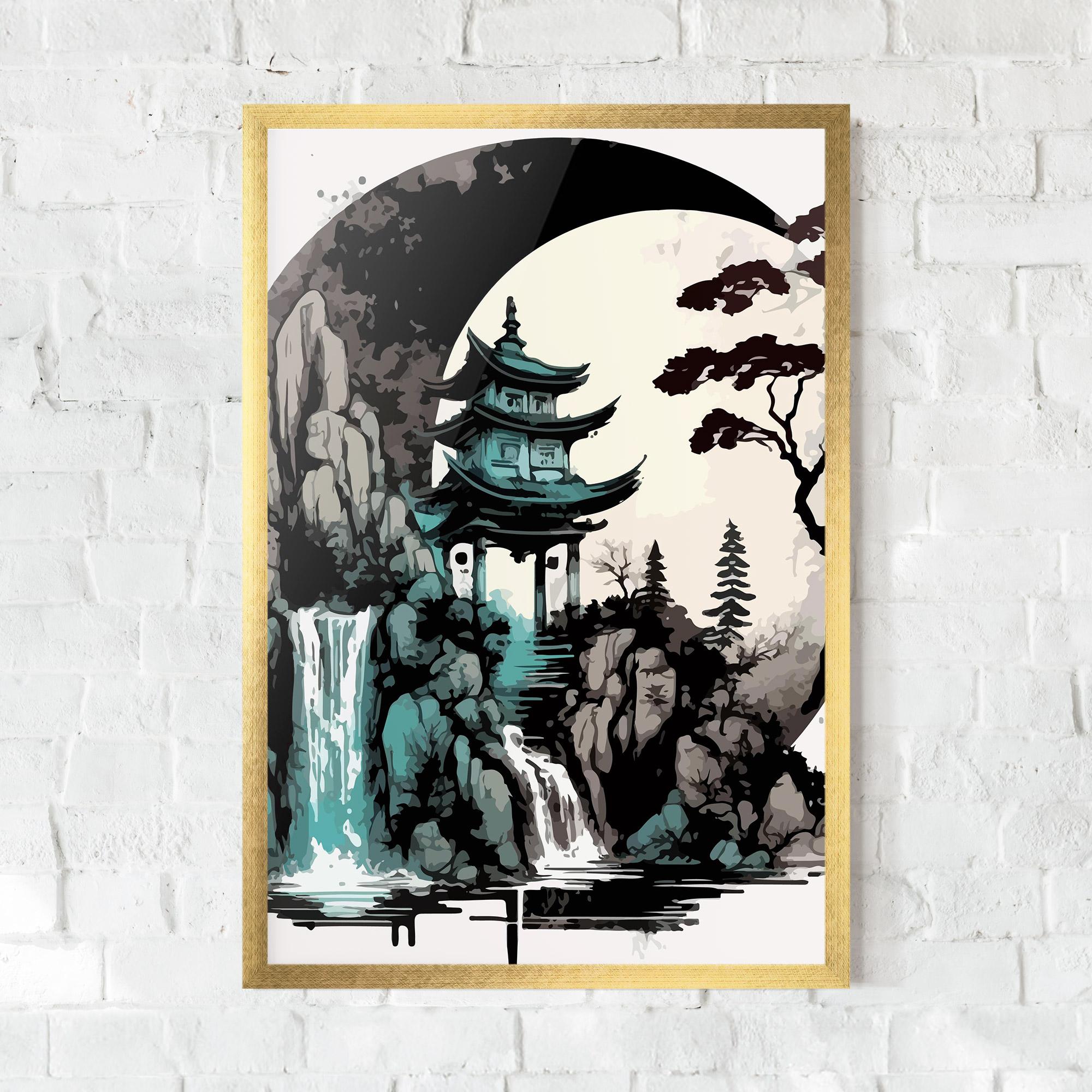 Gerahmte Poster Blue Temple Art mockup 0