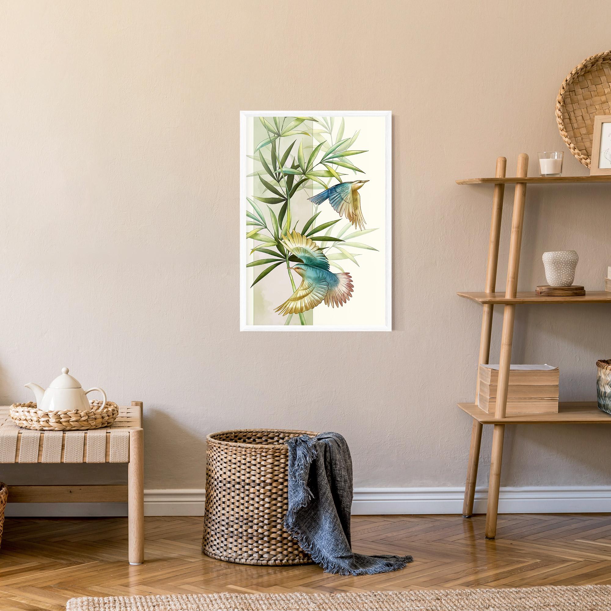 Gerahmte Poster Asiatic Blue Birds mockup 9
