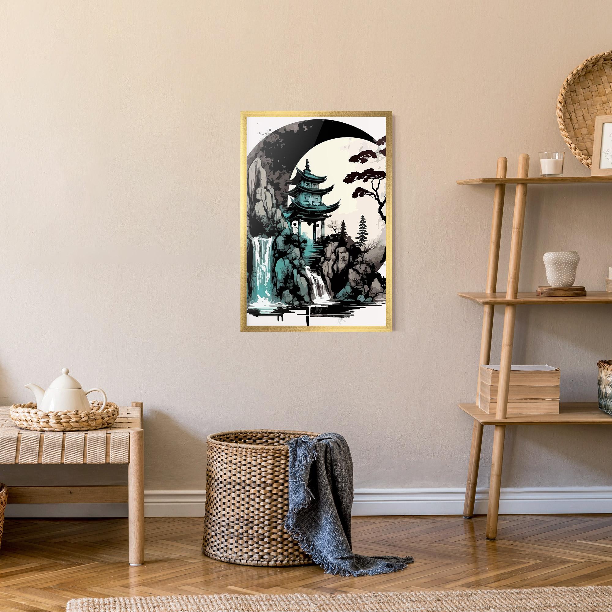 Gerahmte Poster Blue Temple Art mockup 9