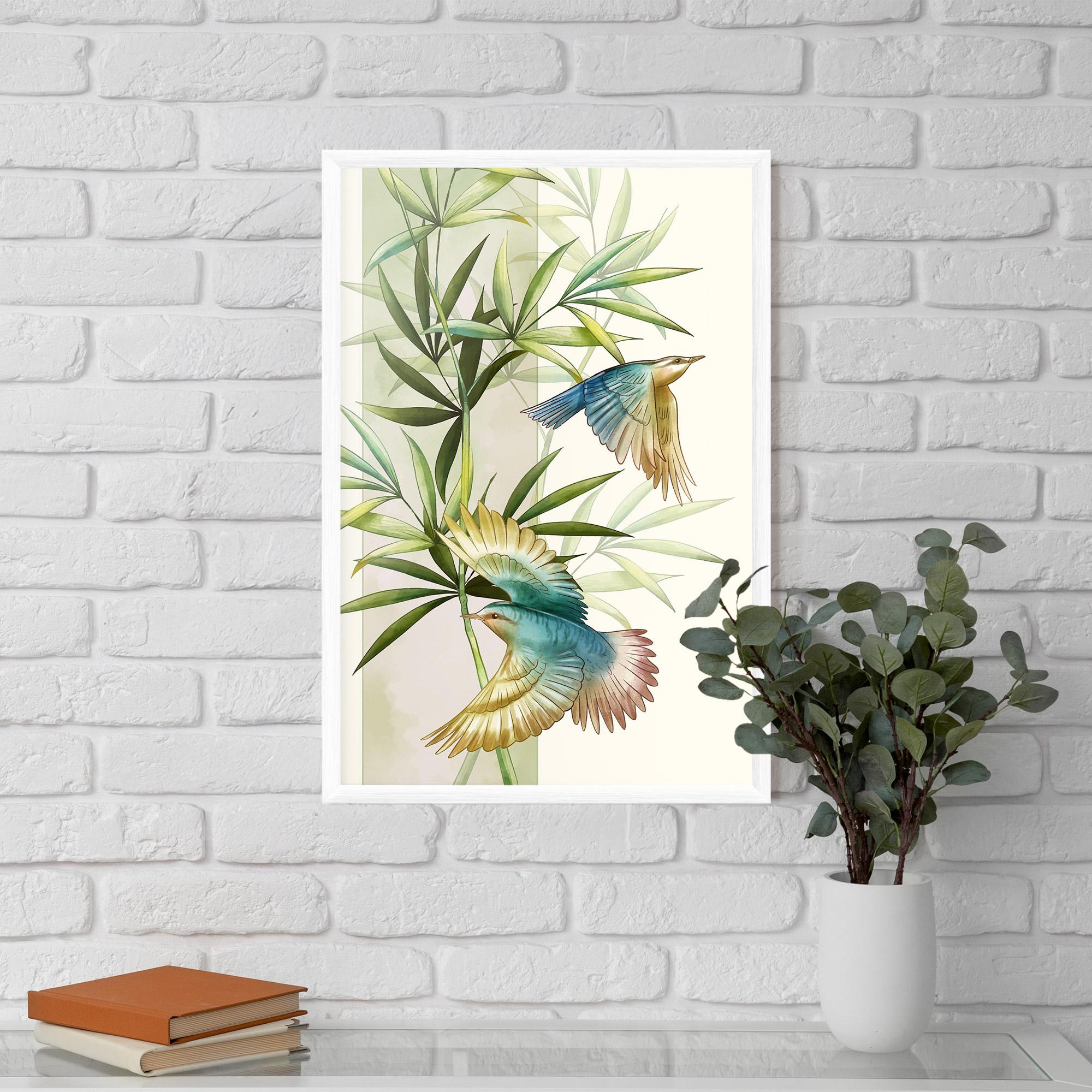 Gerahmte Poster Asiatic Blue Birds mockup 5