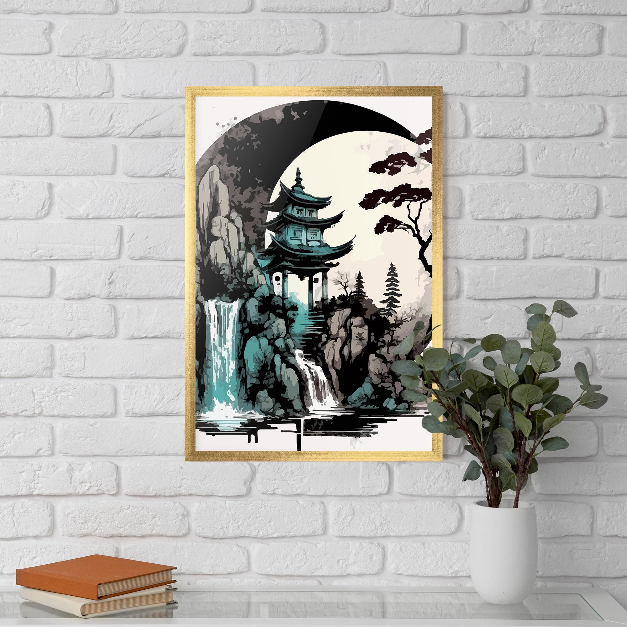 Gerahmte Poster Blue Temple Art mockup 5