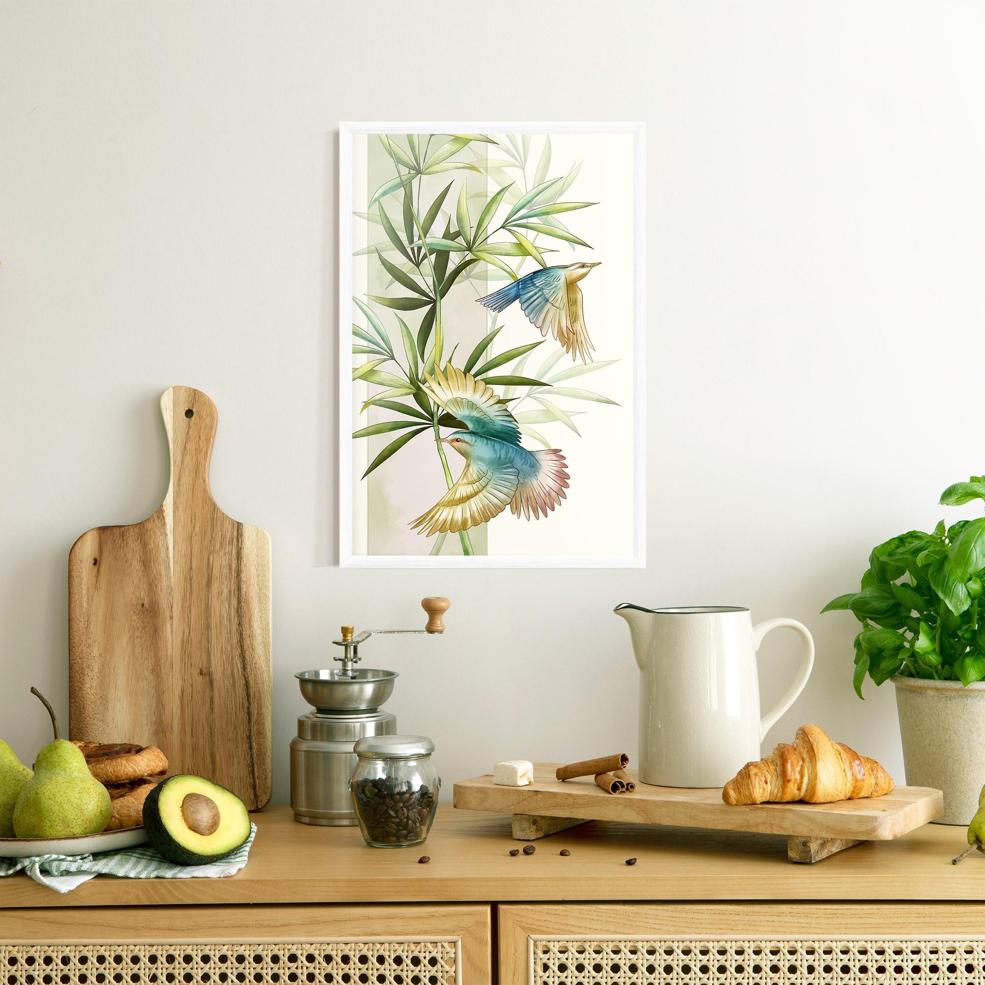 Gerahmte Poster Asiatic Blue Birds mockup 8