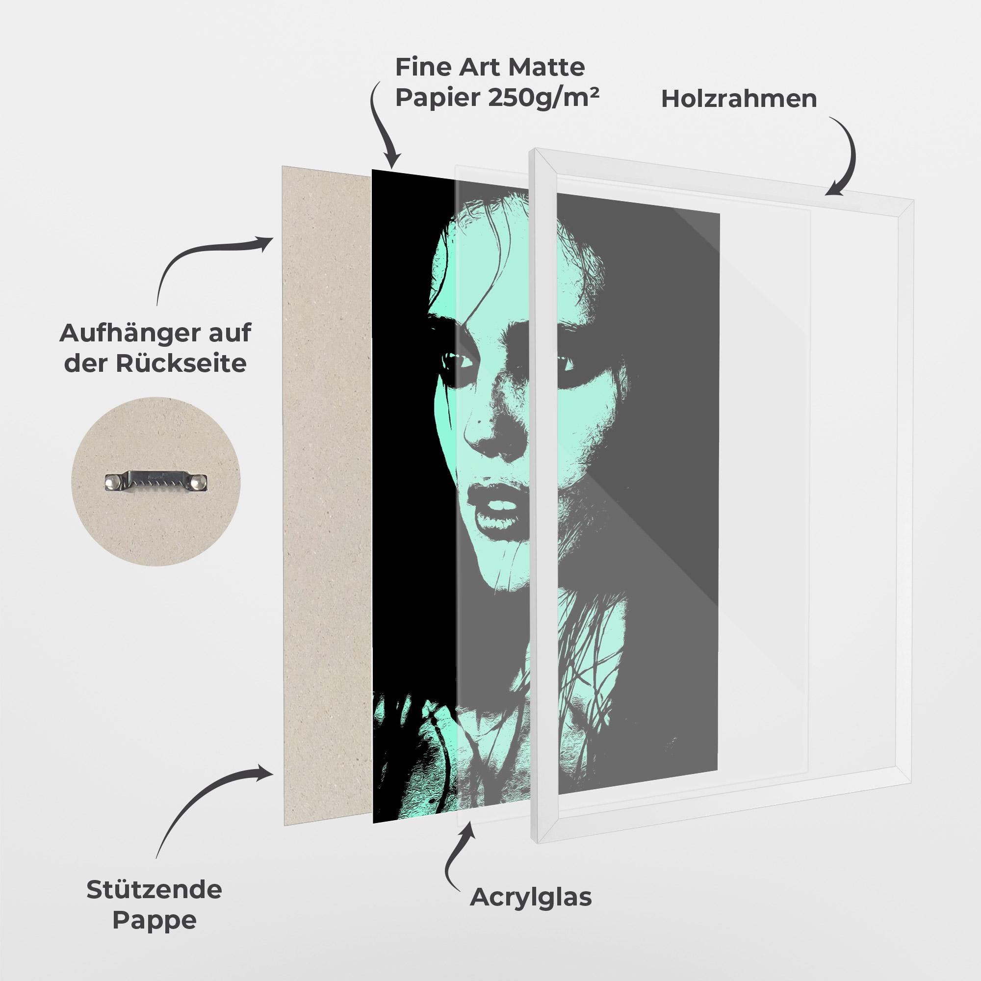 Gerahmte Poster Green Light Girl mockup 1