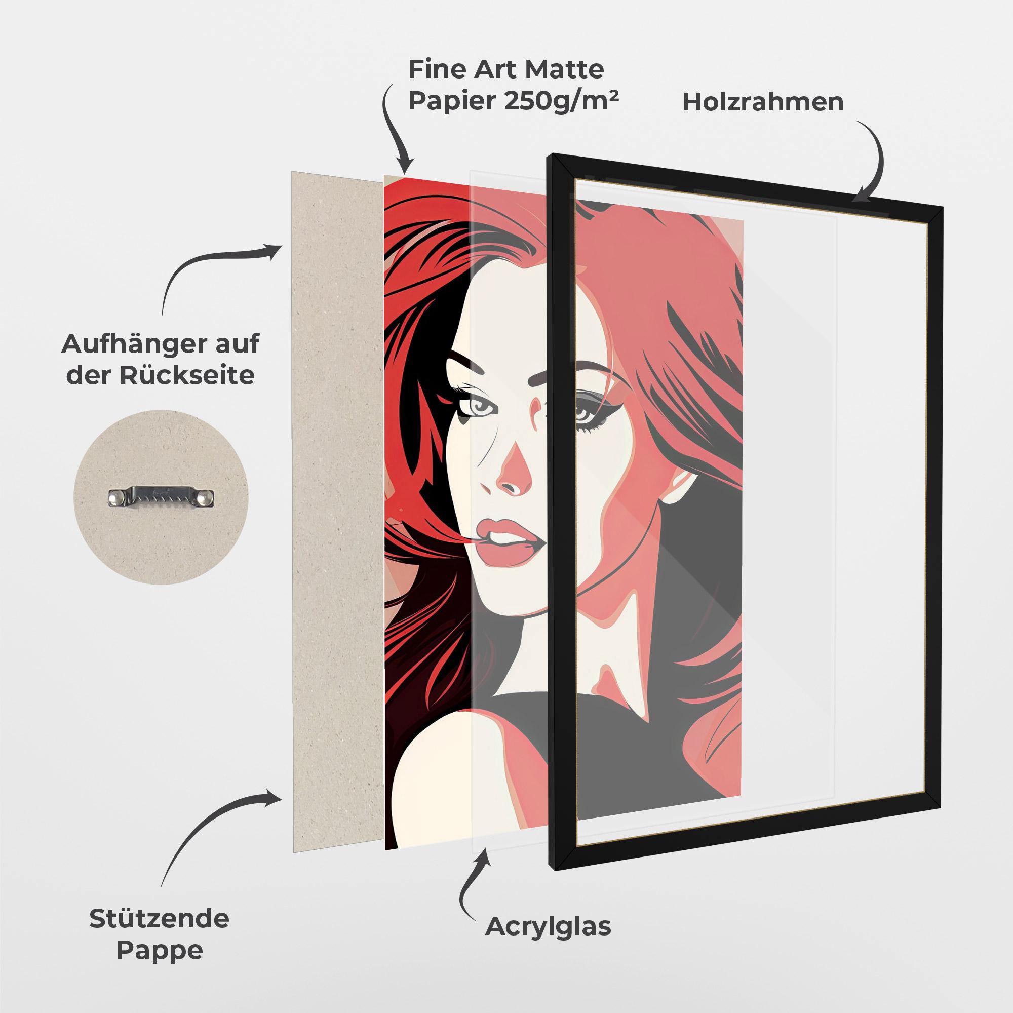 Gerahmte Poster Red Hair Pop Art mockup 1
