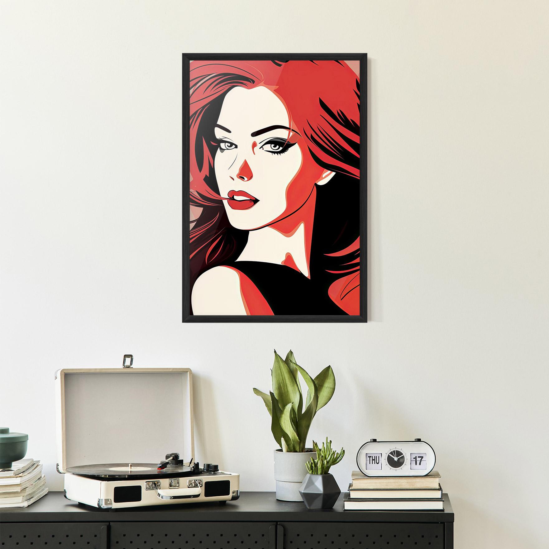 Gerahmte Poster Red Hair Pop Art mockup 2