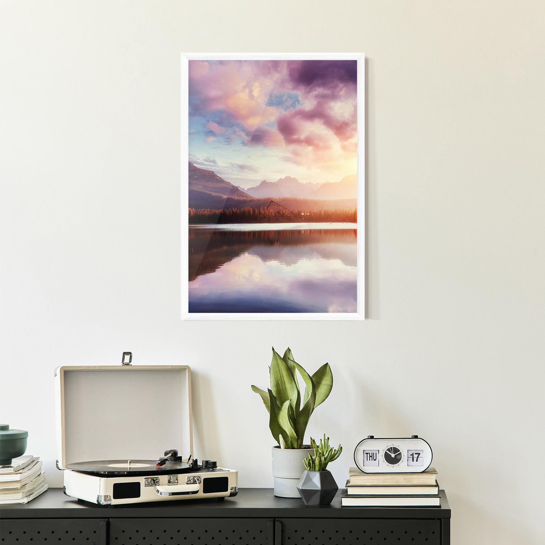 Gerahmte Poster Orange Lake Light mockup 2