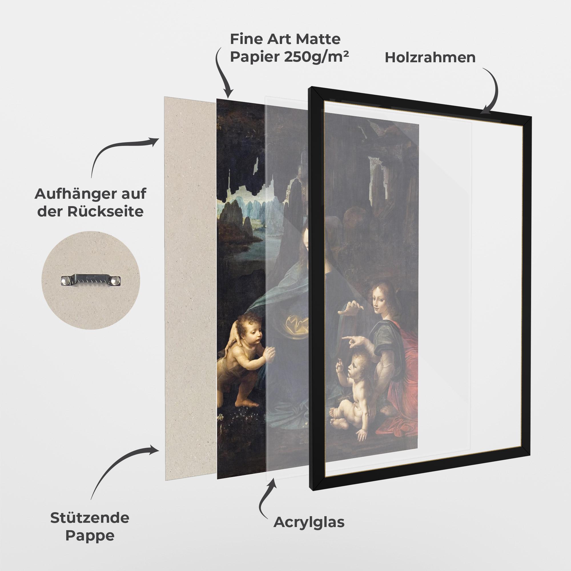 Gerahmte Poster The Virgin Of The Rocks Leonardo Da Vinci mockup 1