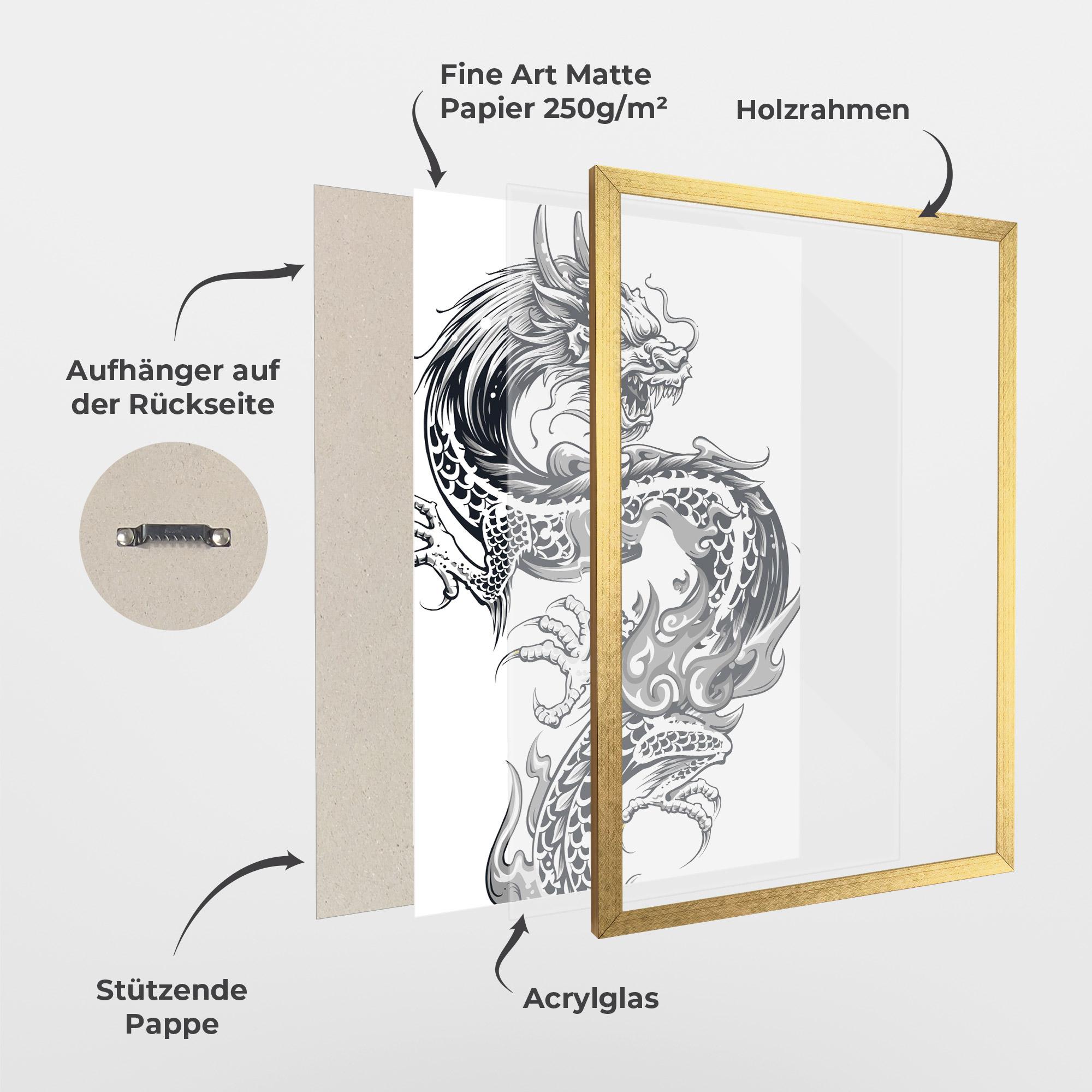 Gerahmte Poster Dragon Line mockup 1