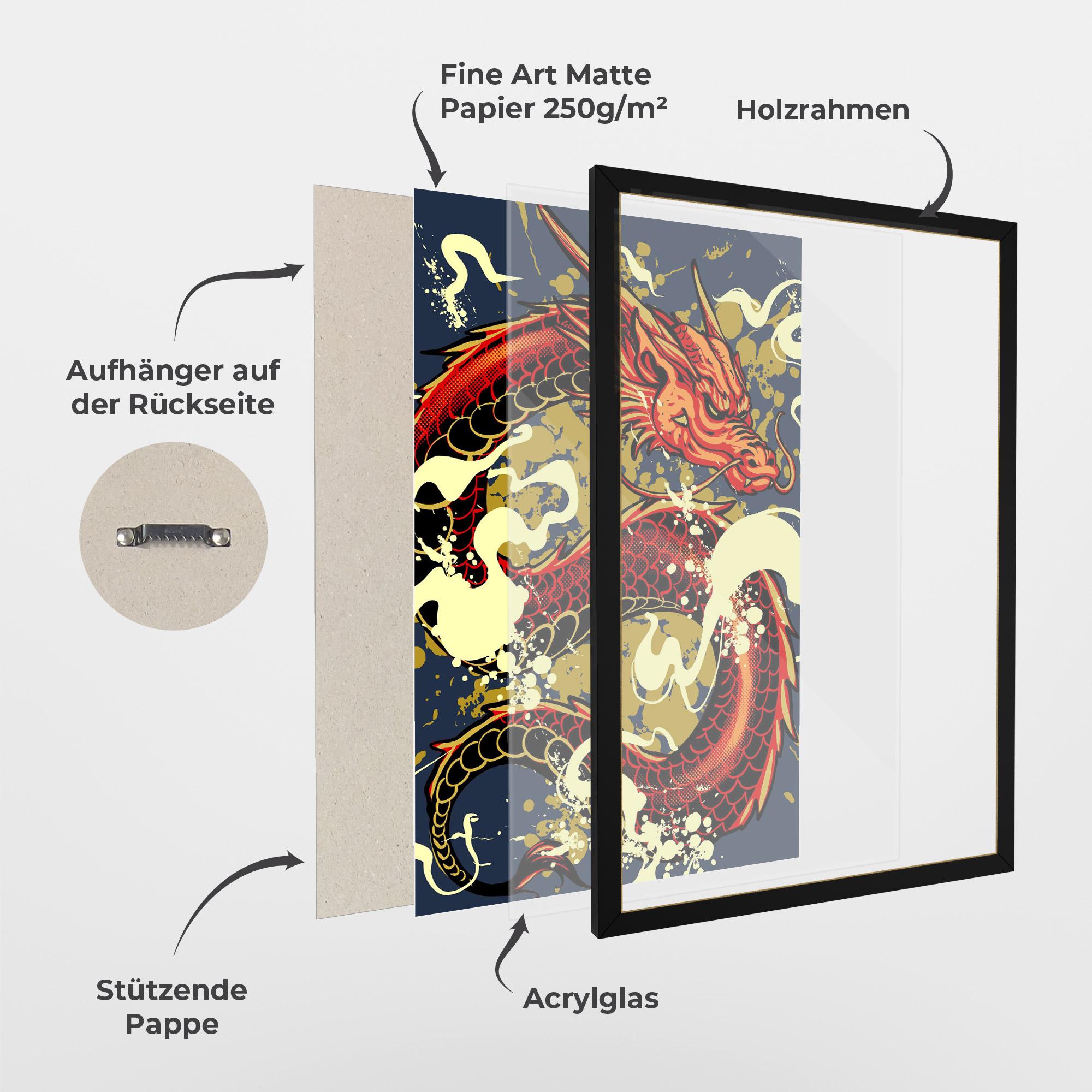 Gerahmte Poster Red Cream Dragon mockup 1