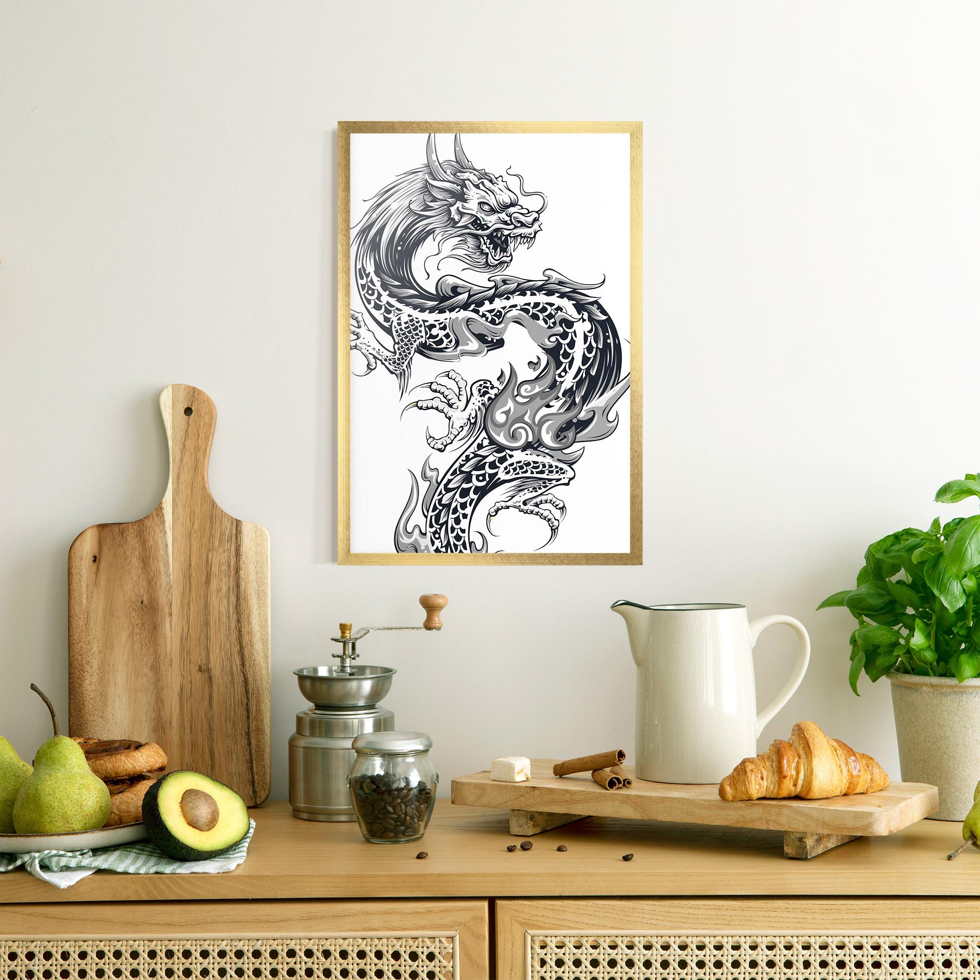 Gerahmte Poster Dragon Line mockup 8