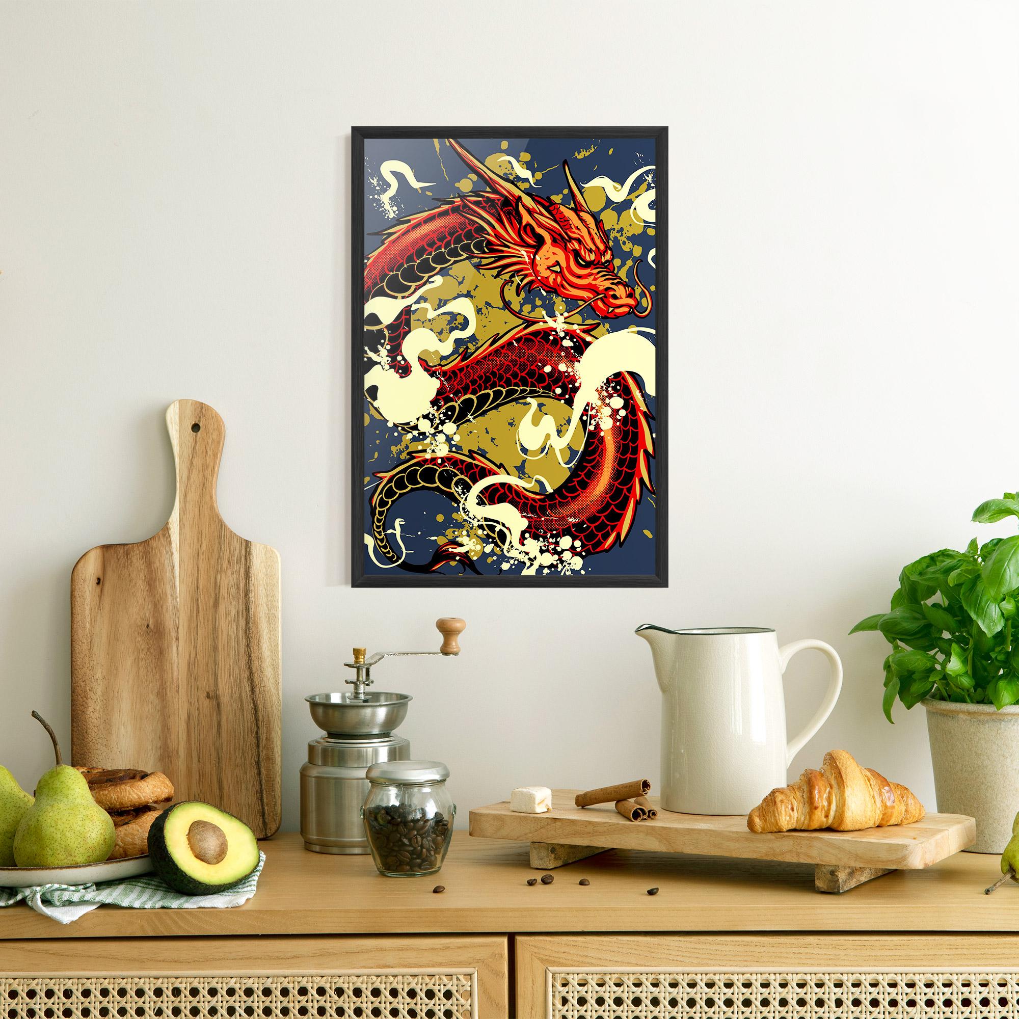 Gerahmte Poster Red Cream Dragon mockup 8
