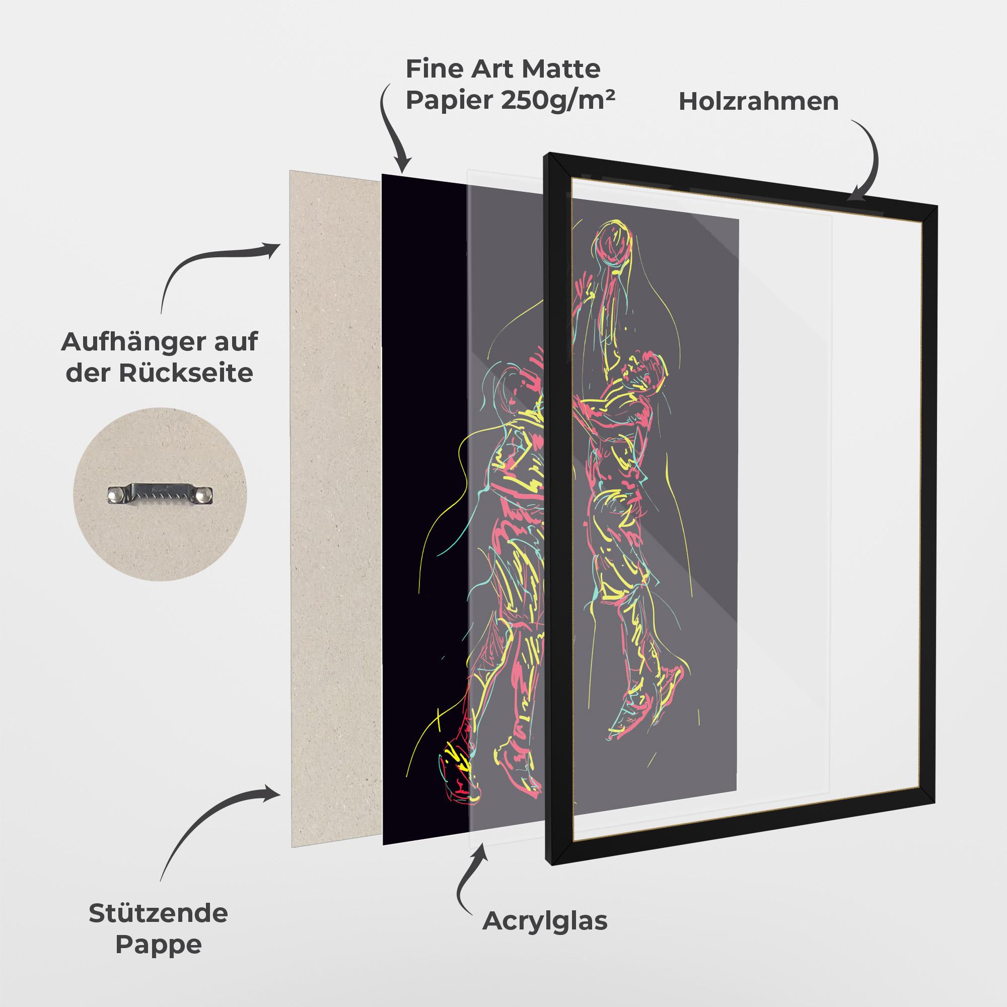 Gerahmte Poster Basket Line Jump mockup 1