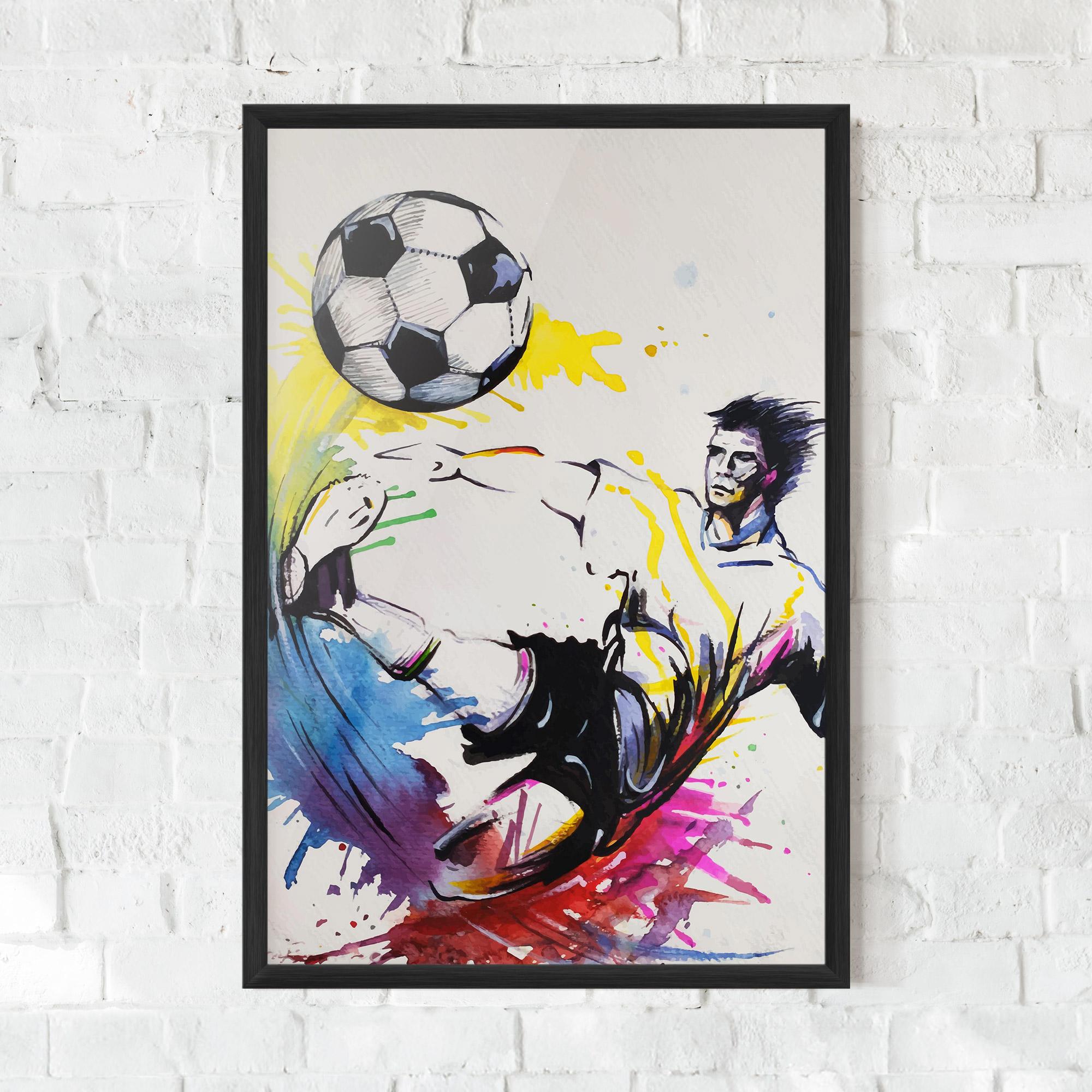 Gerahmte Poster Yellow Art Football mockup 0