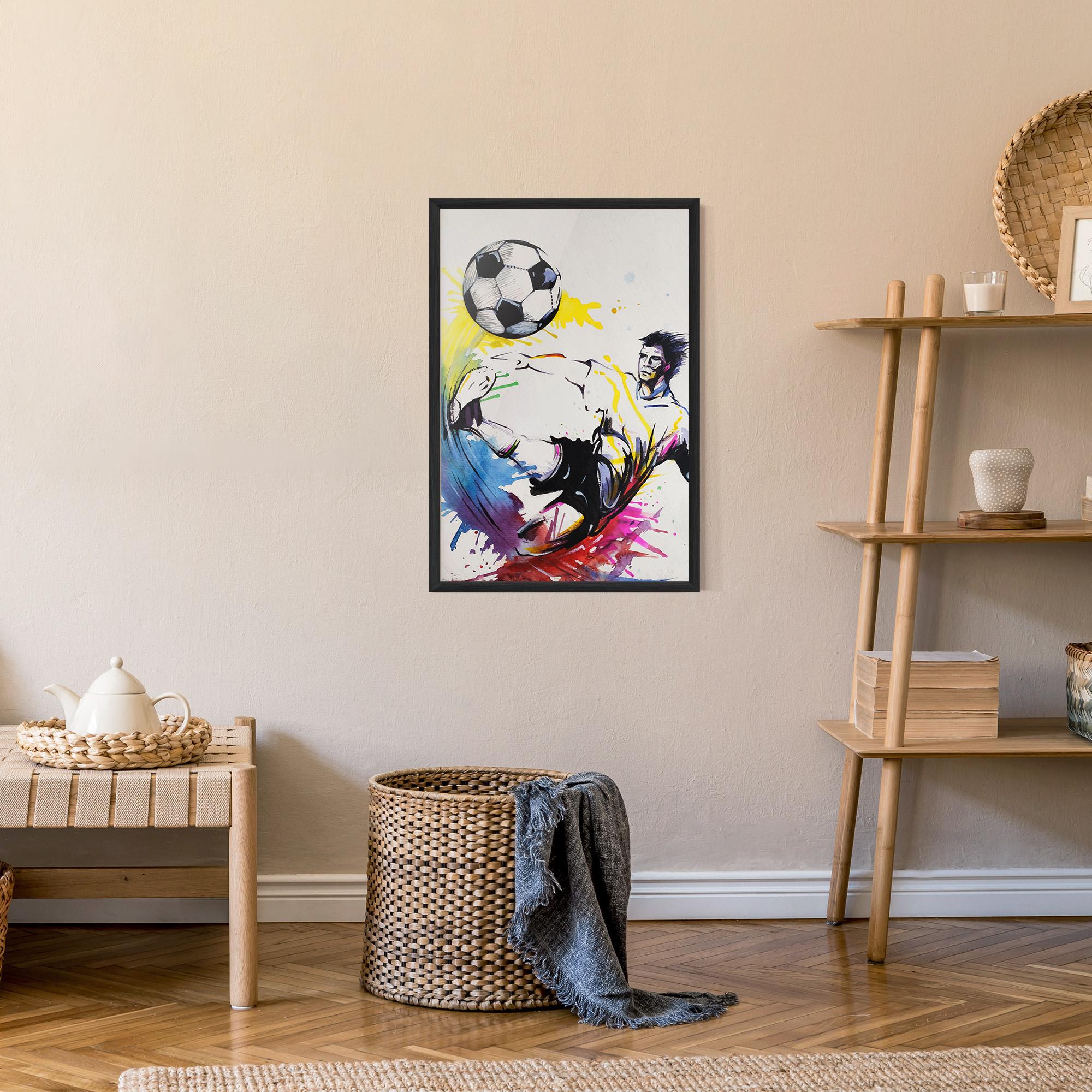 Gerahmte Poster Yellow Art Football mockup 9