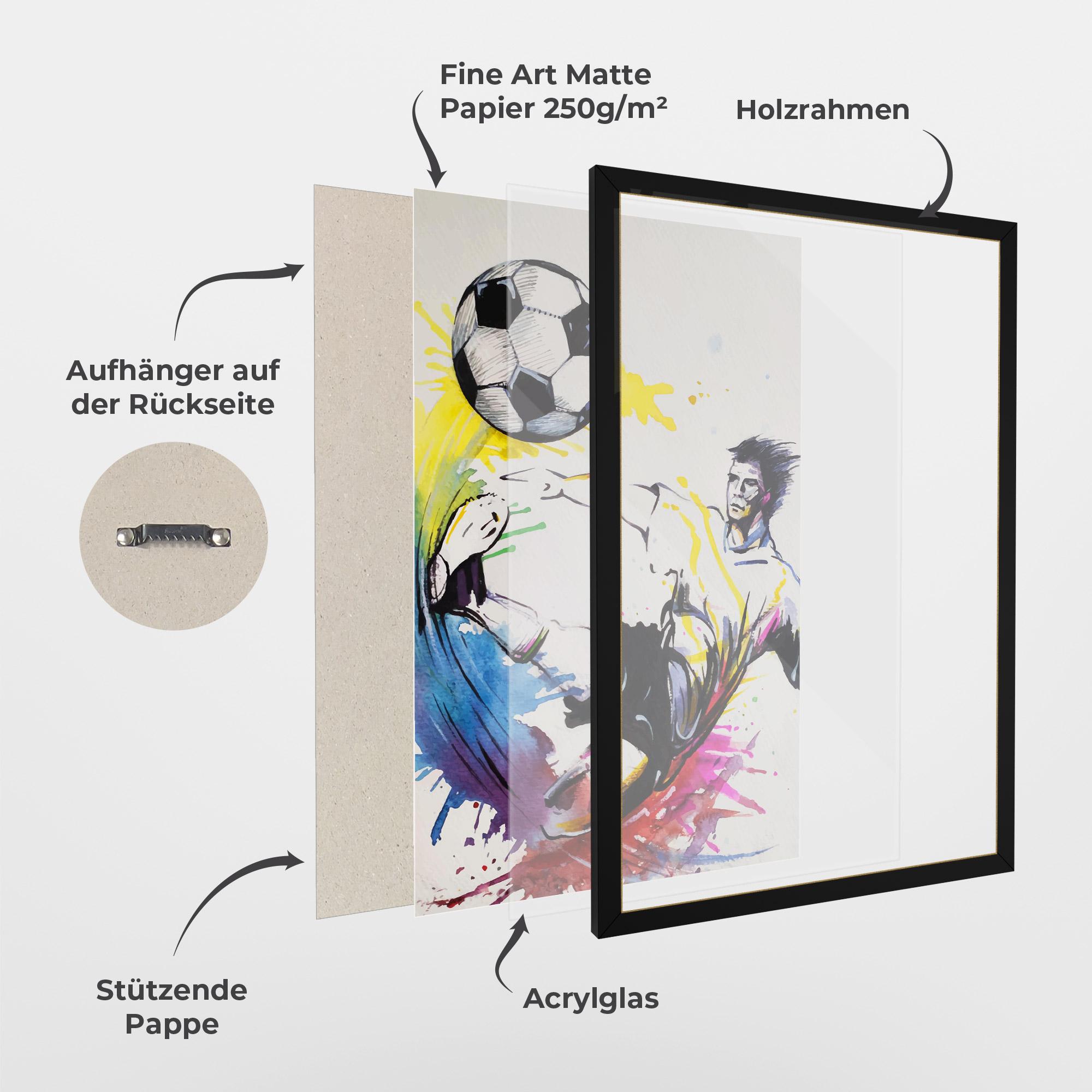 Gerahmte Poster Yellow Art Football mockup 1