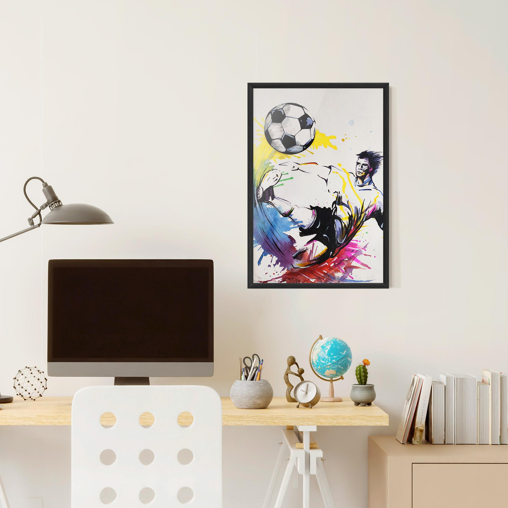 Gerahmte Poster Yellow Art Football mockup 6