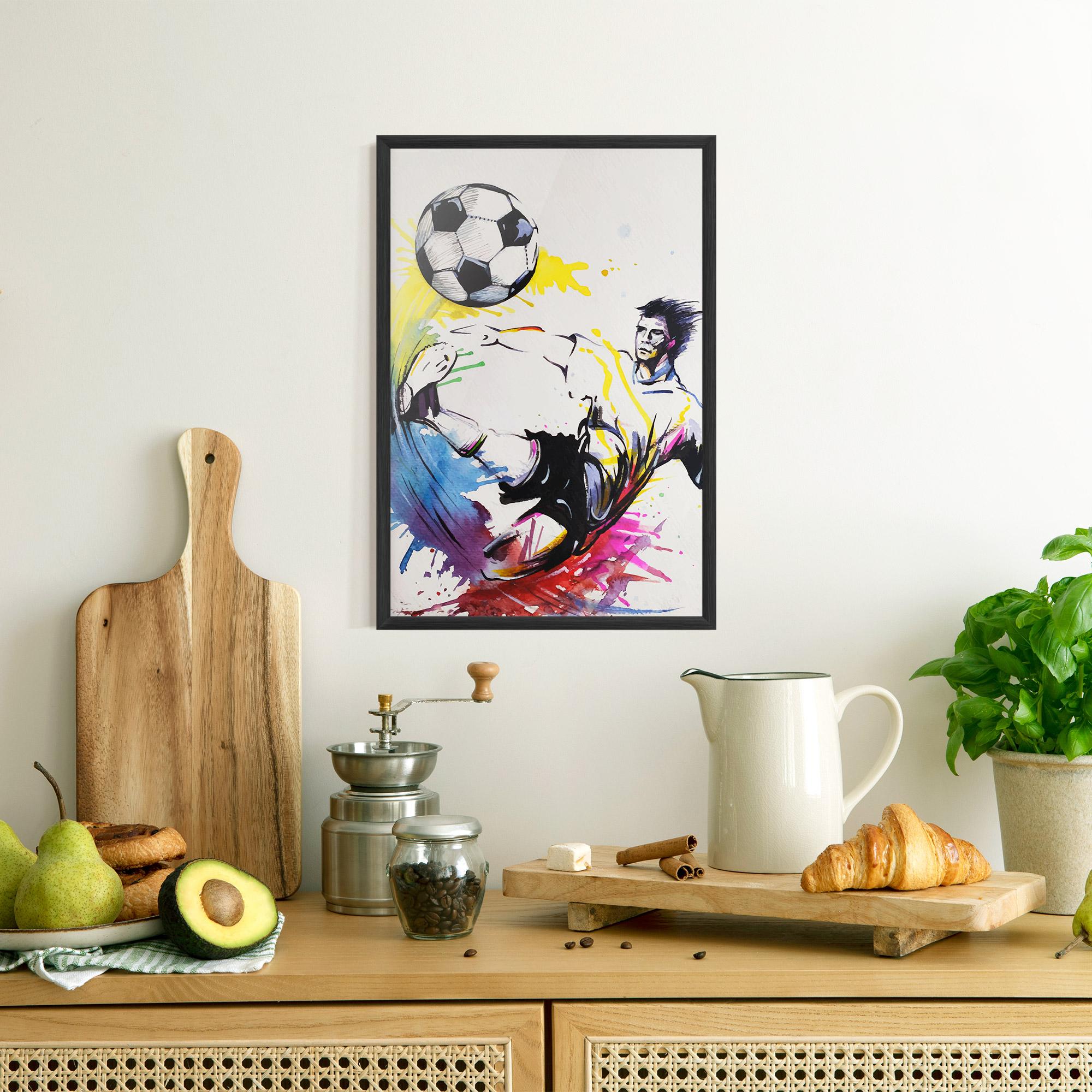 Gerahmte Poster Yellow Art Football mockup 8
