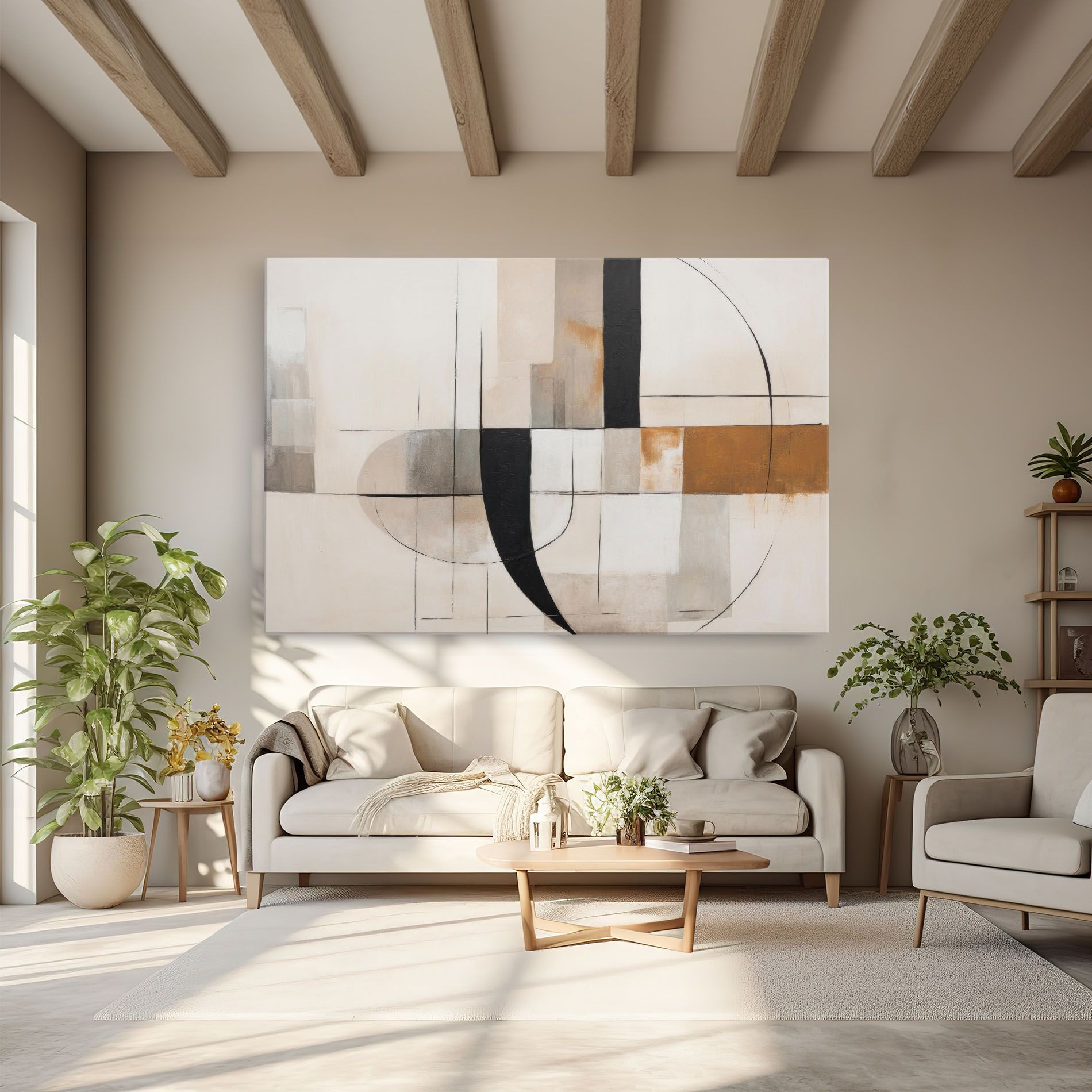 Leinwandbild Black Abstract Lines