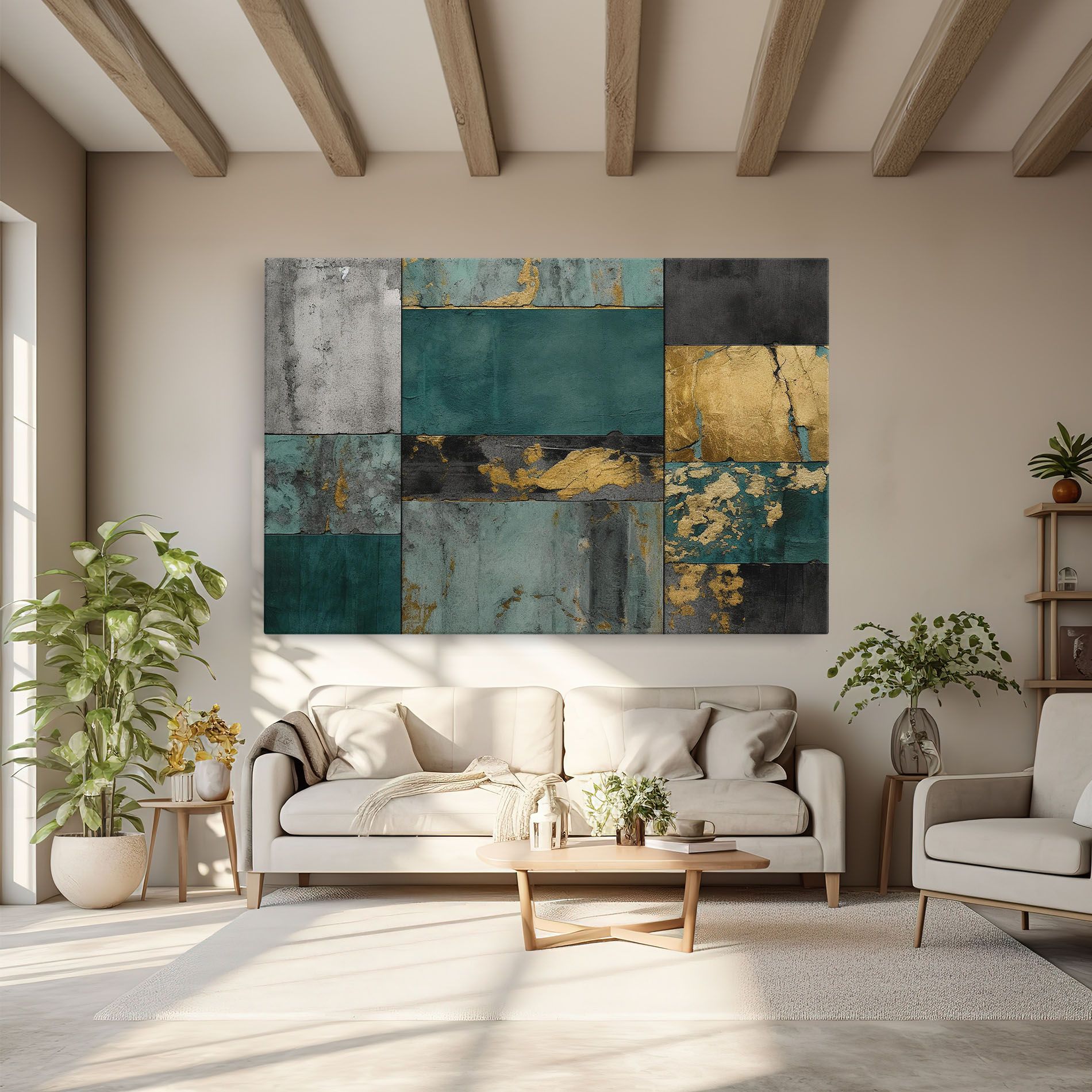 Leinwandbild Golden Green Painting