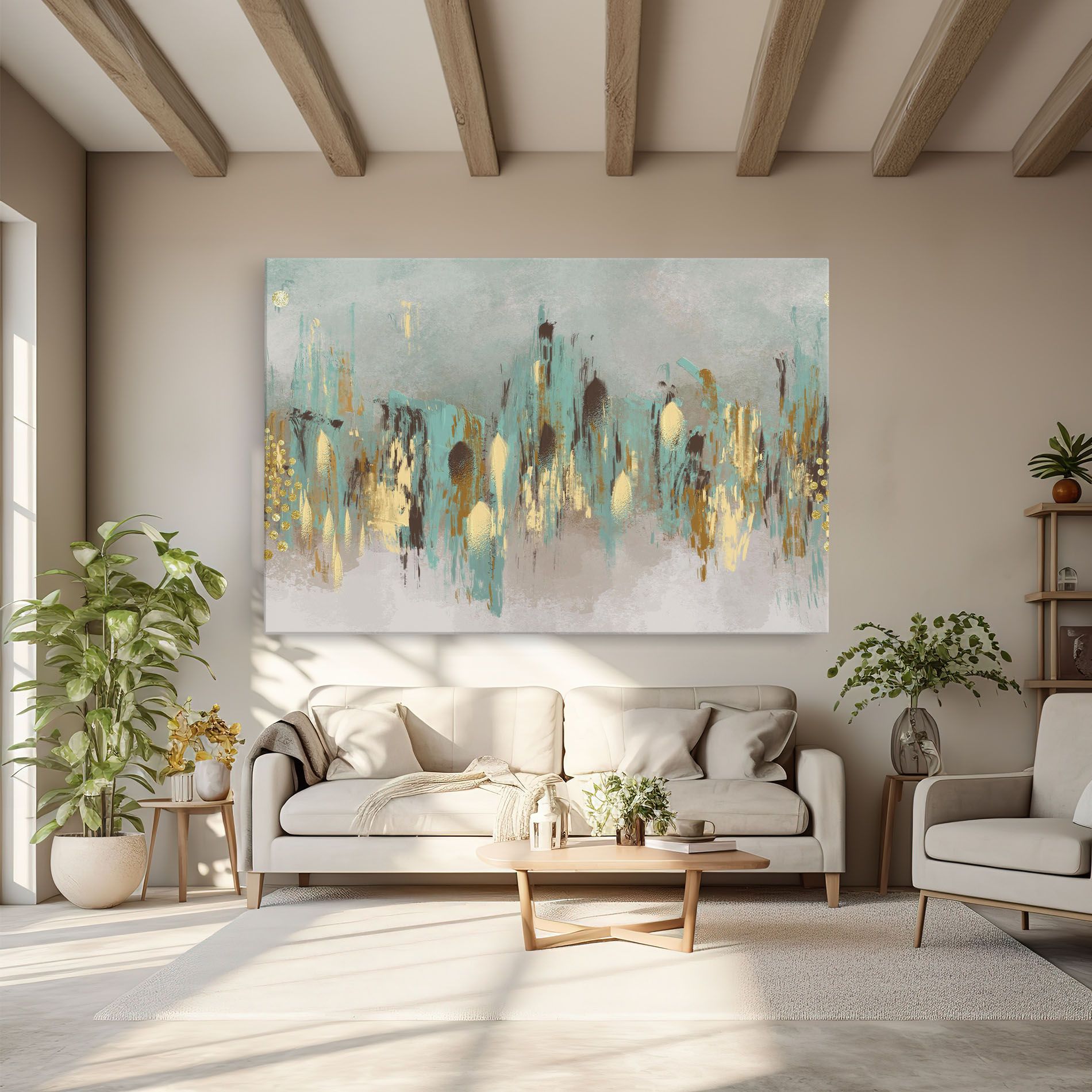 Leinwandbild Gold Spiral Points