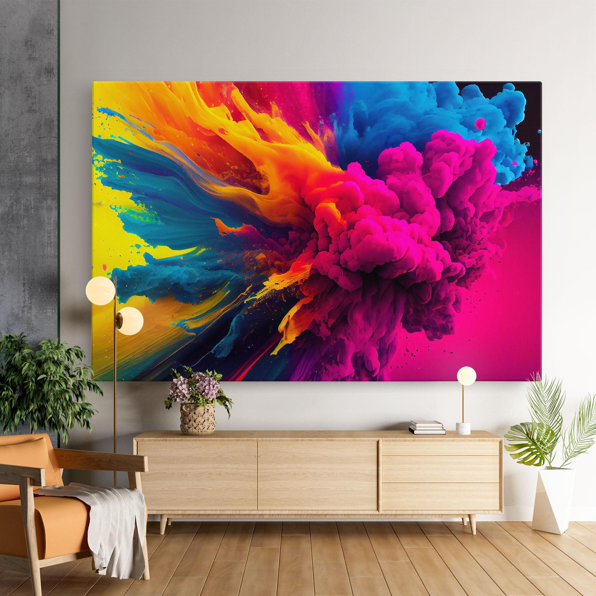 Leinwandbild Colorful Paint Explosion mockup 9