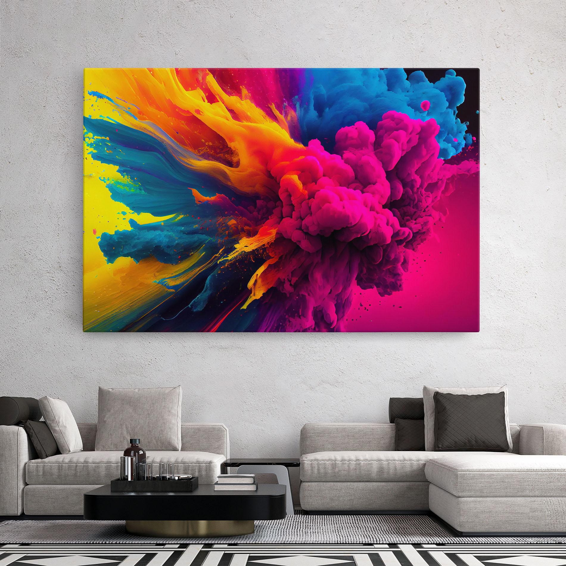 Leinwandbild Colorful Paint Explosion mockup 2
