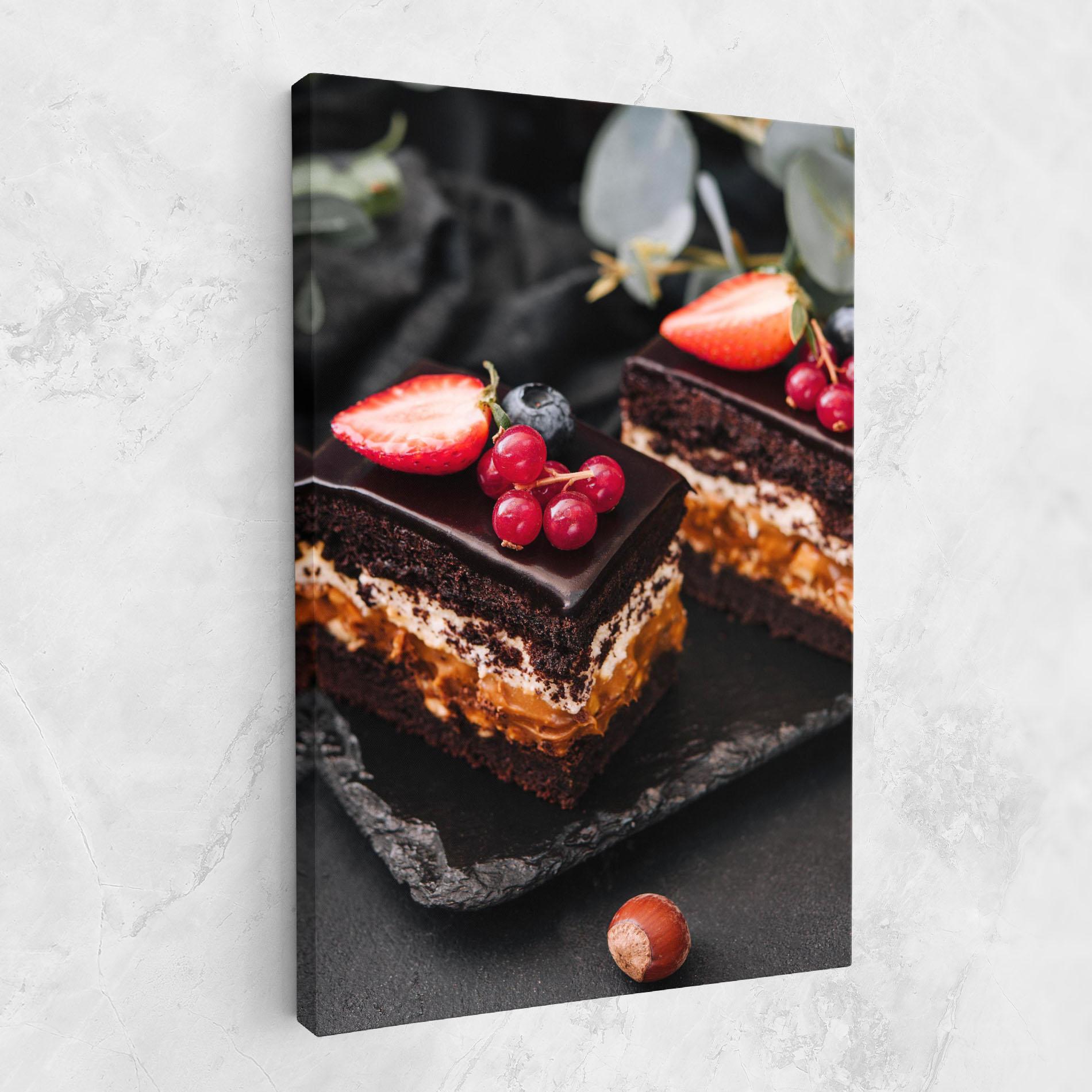 Leinwandbild Chocolate Berries Cake mockup 1