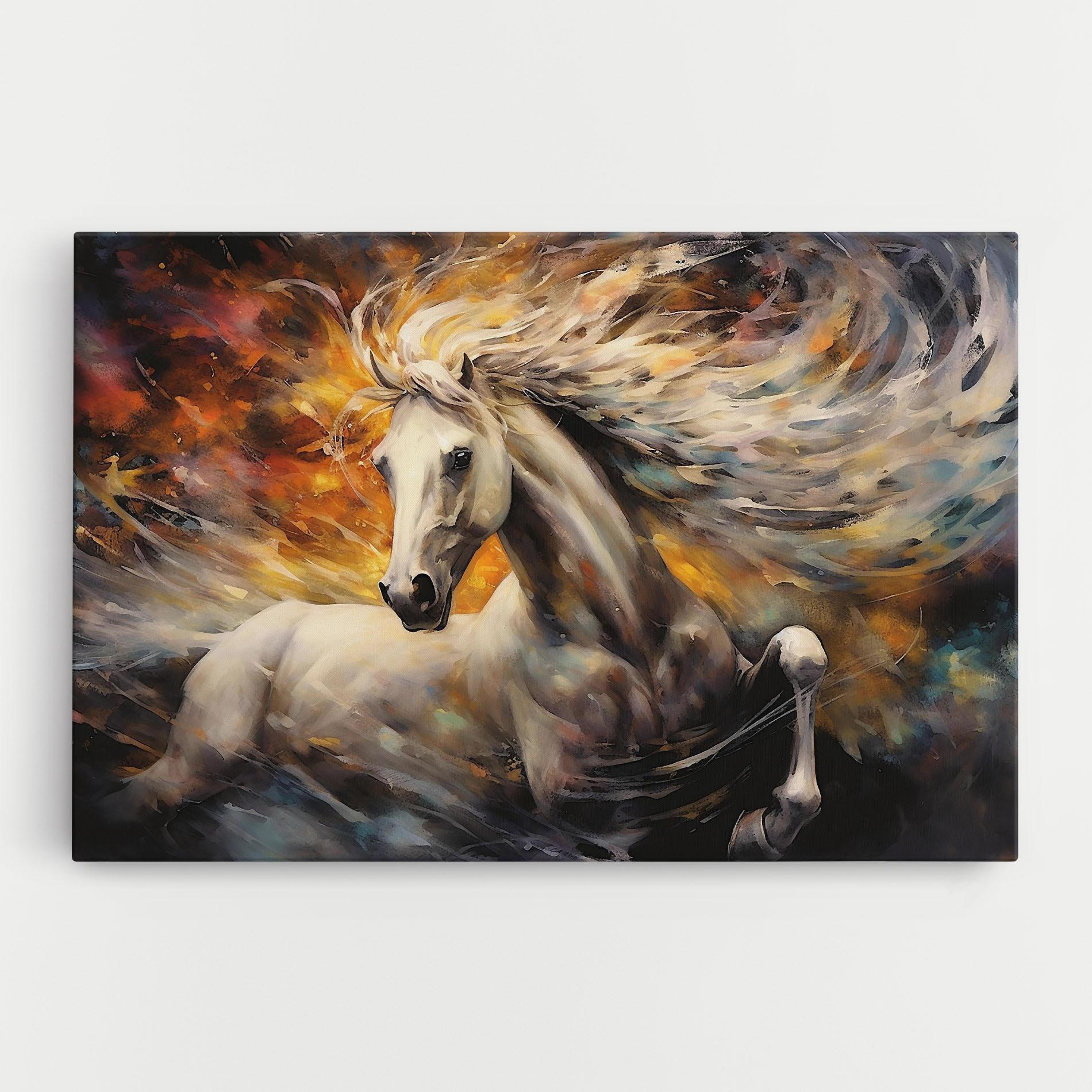 Leinwandbild White Horse Painting mockup 0