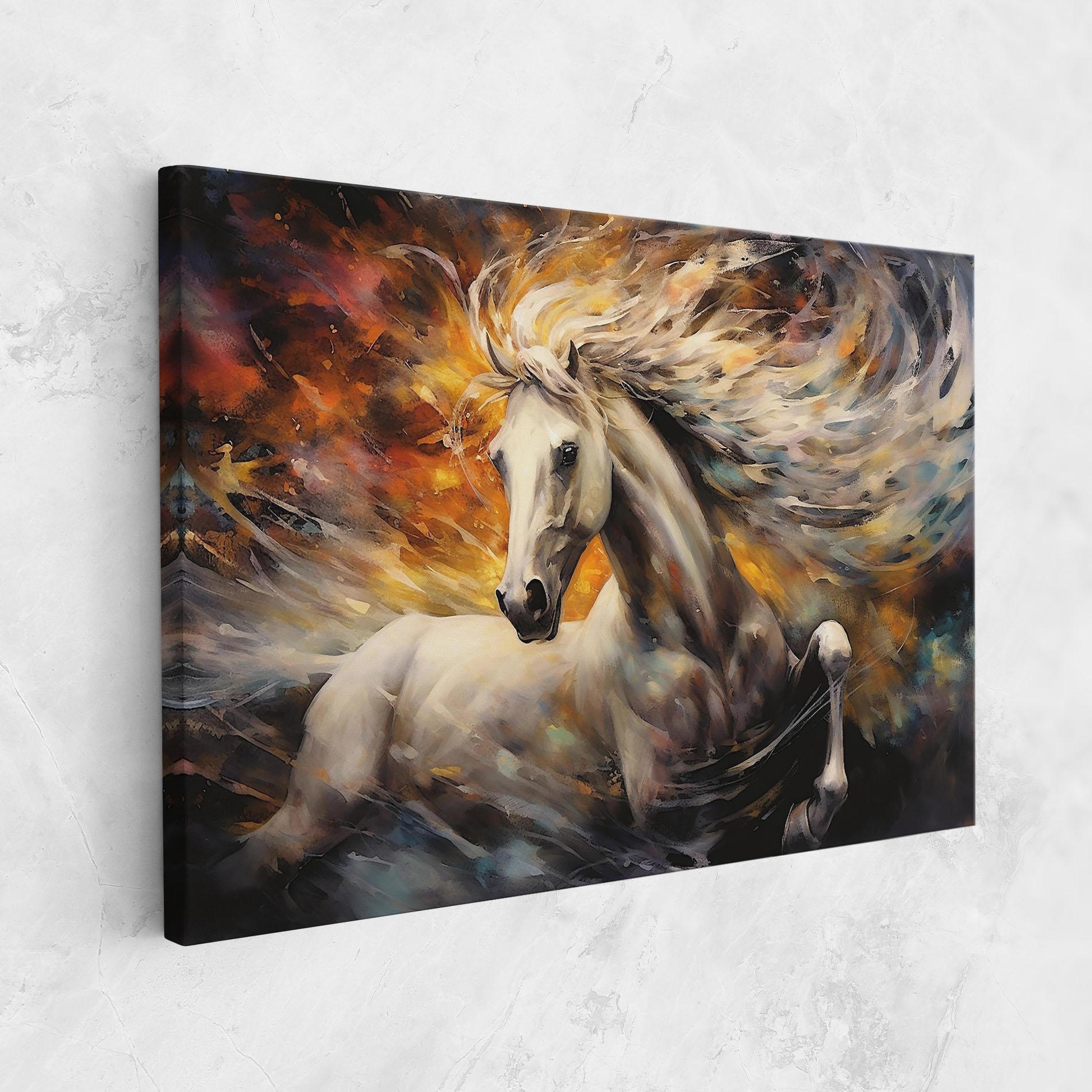 Leinwandbild White Horse Painting mockup 1