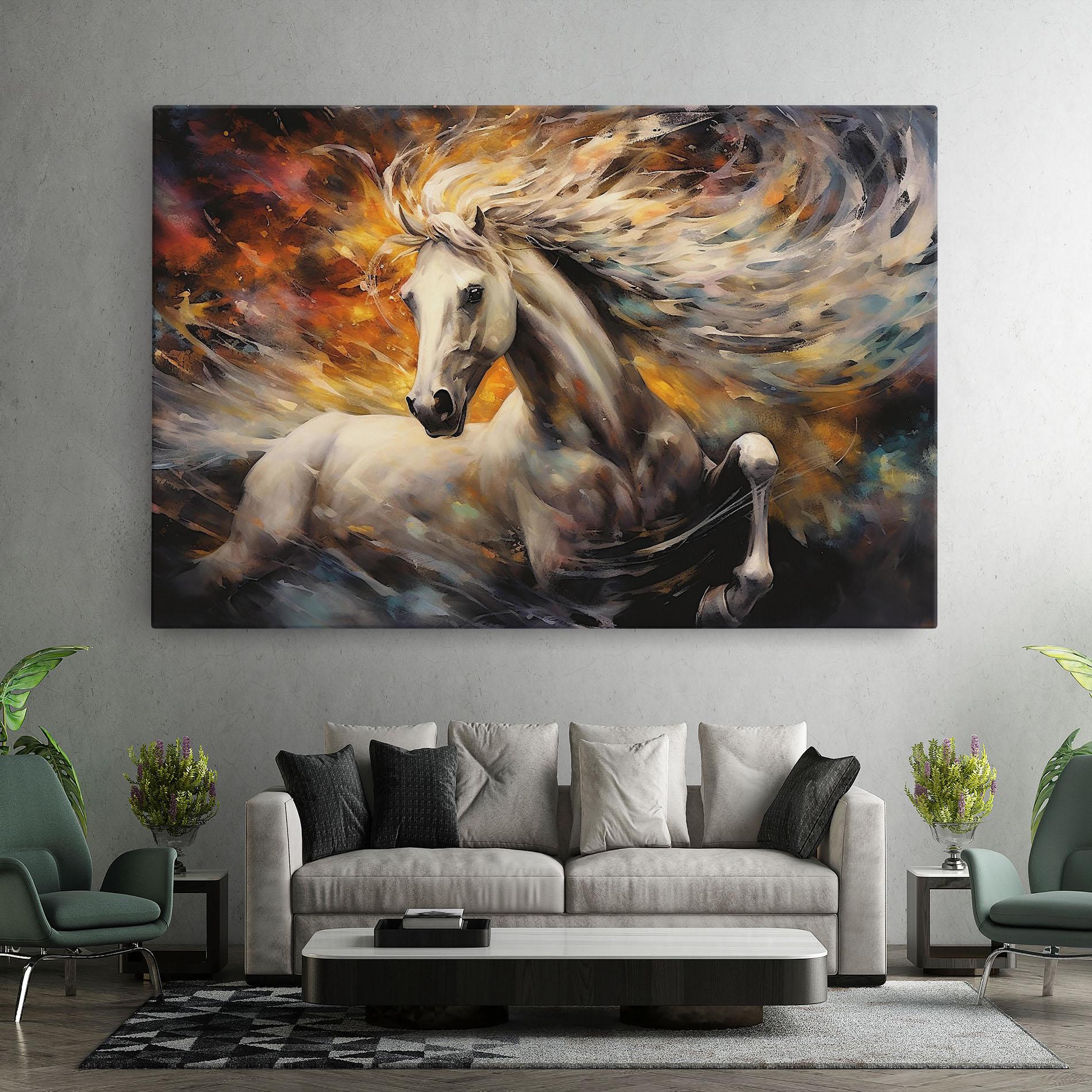 Leinwandbild White Horse Painting mockup 7