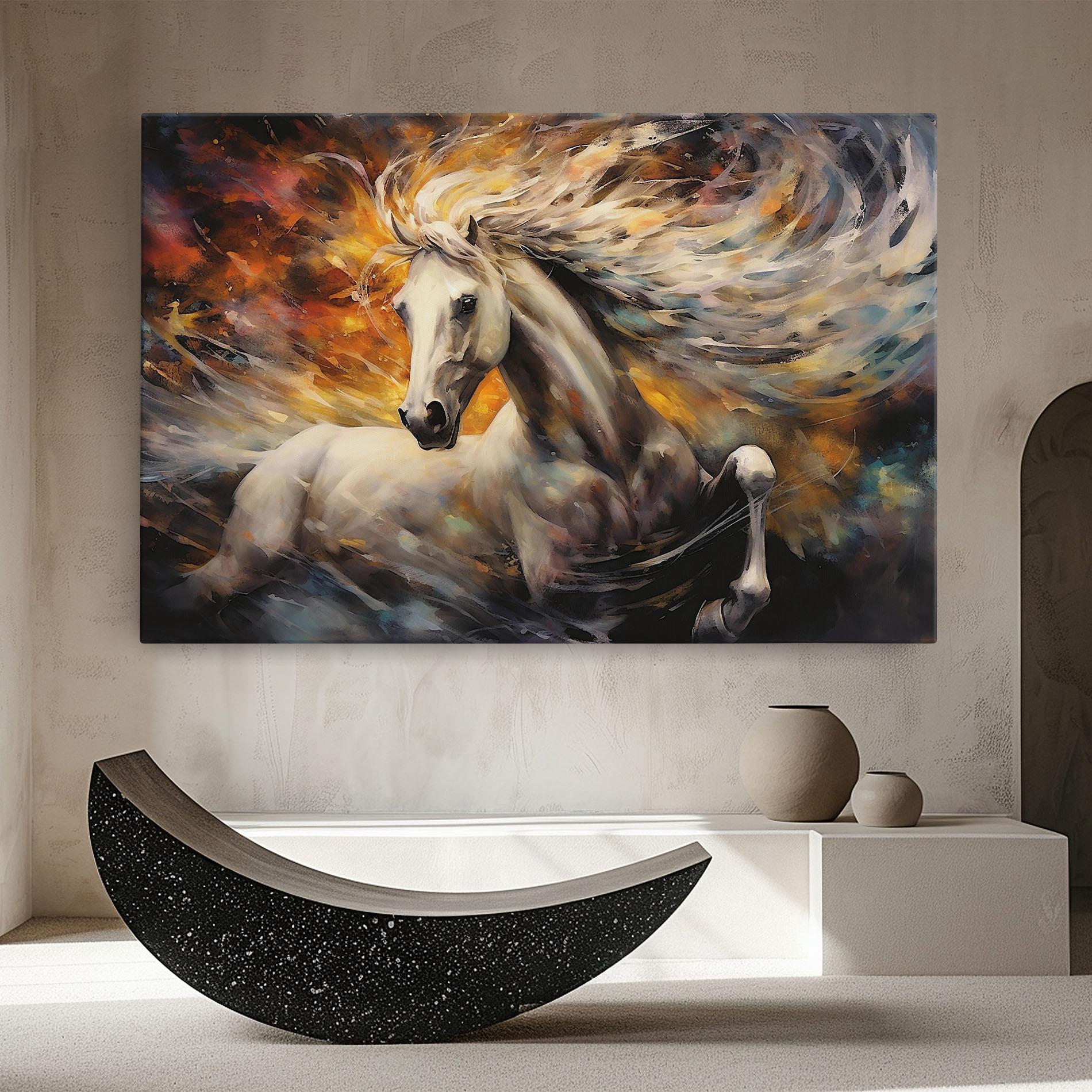 Leinwandbild White Horse Painting mockup 8