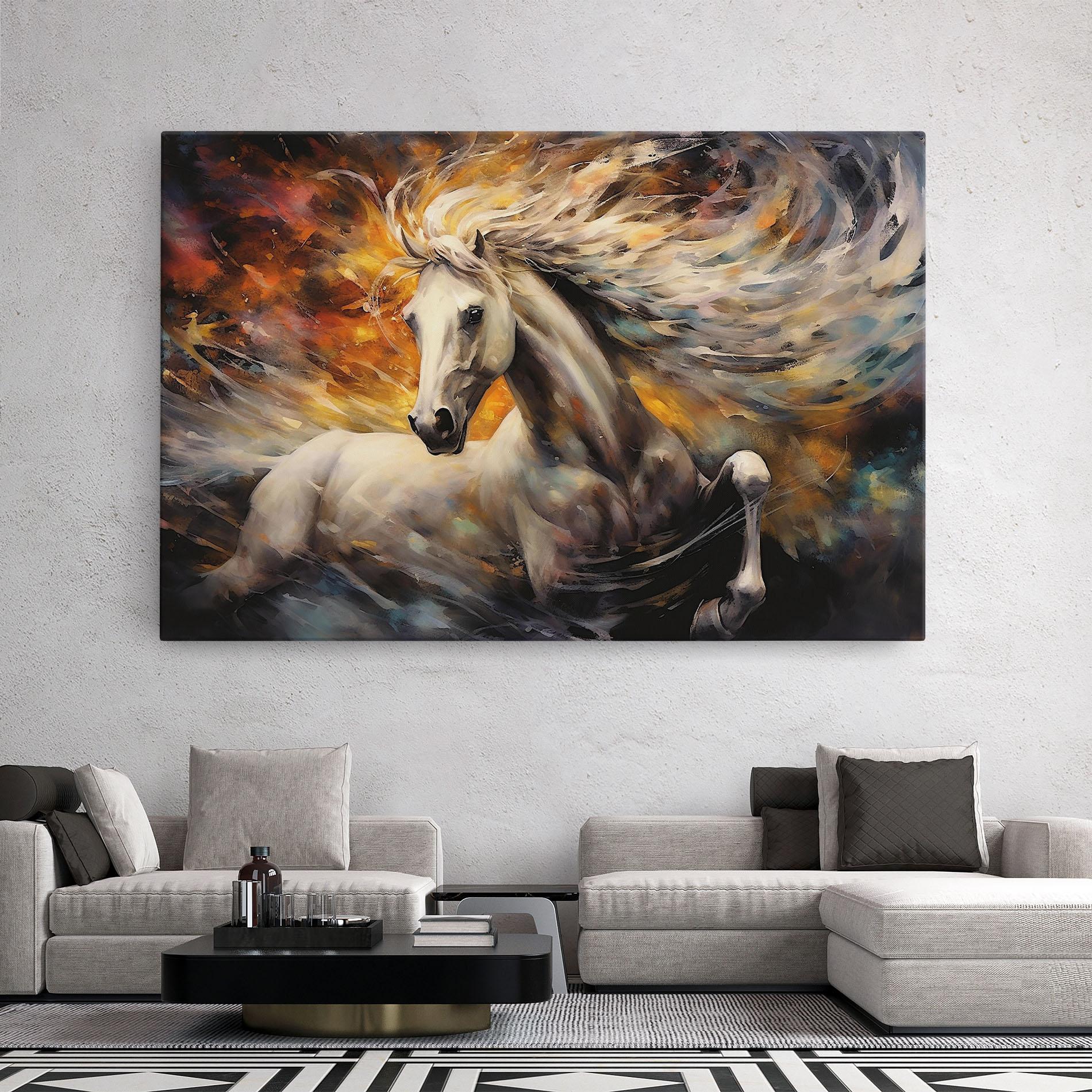 Leinwandbild White Horse Painting mockup 2