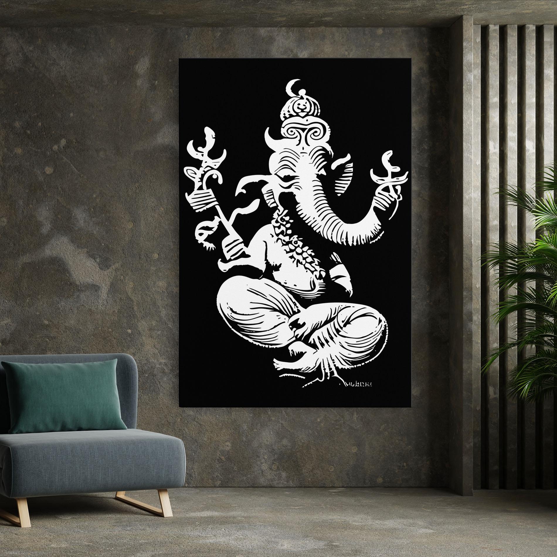 Leinwandbild Black And White Ganesha mockup 7