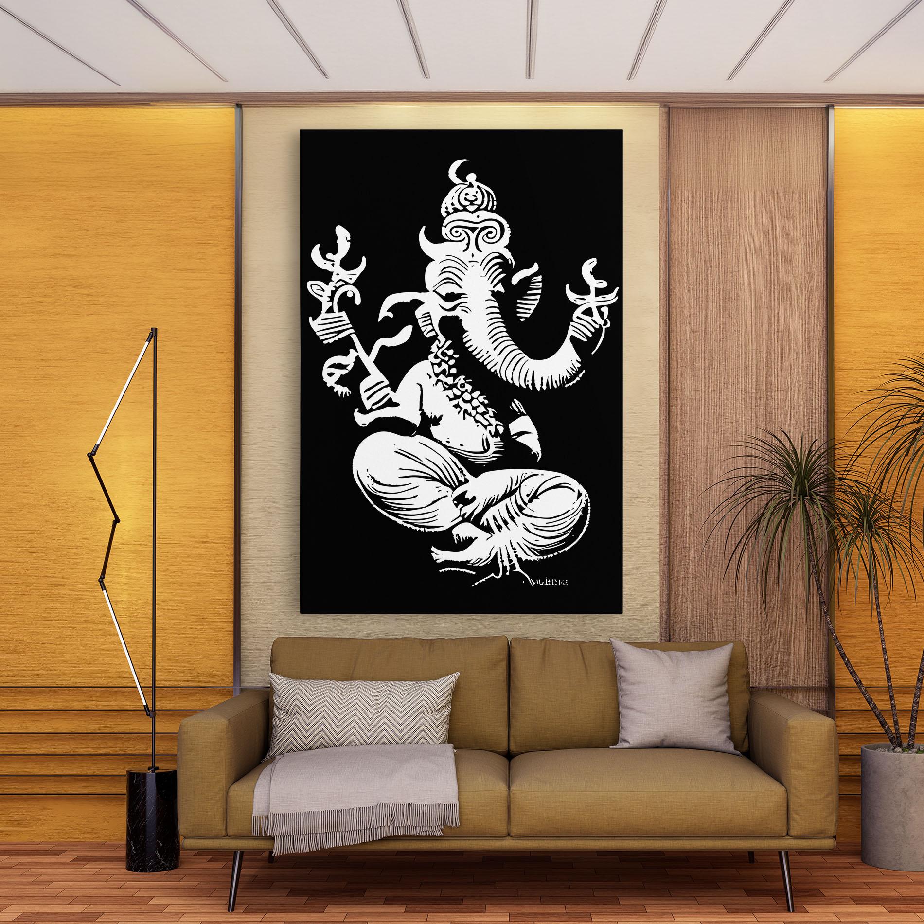 Leinwandbild Black And White Ganesha mockup 9