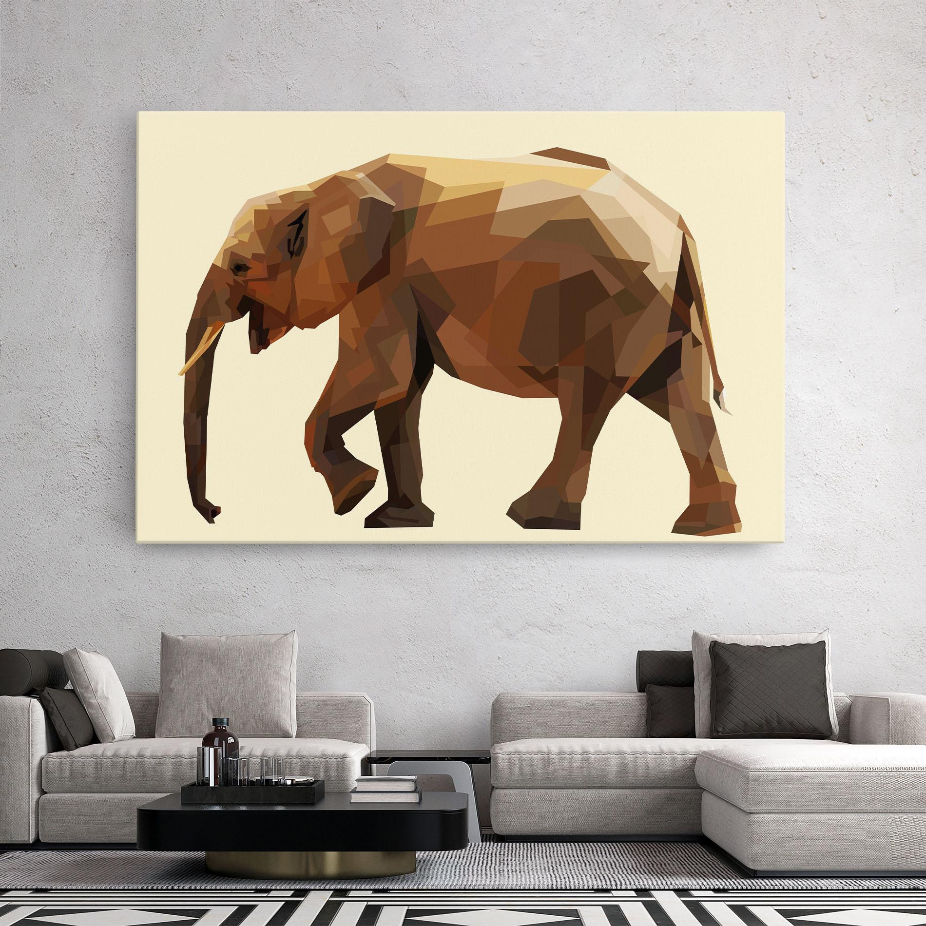 Leinwandbild Walking Elephant Cream mockup 2