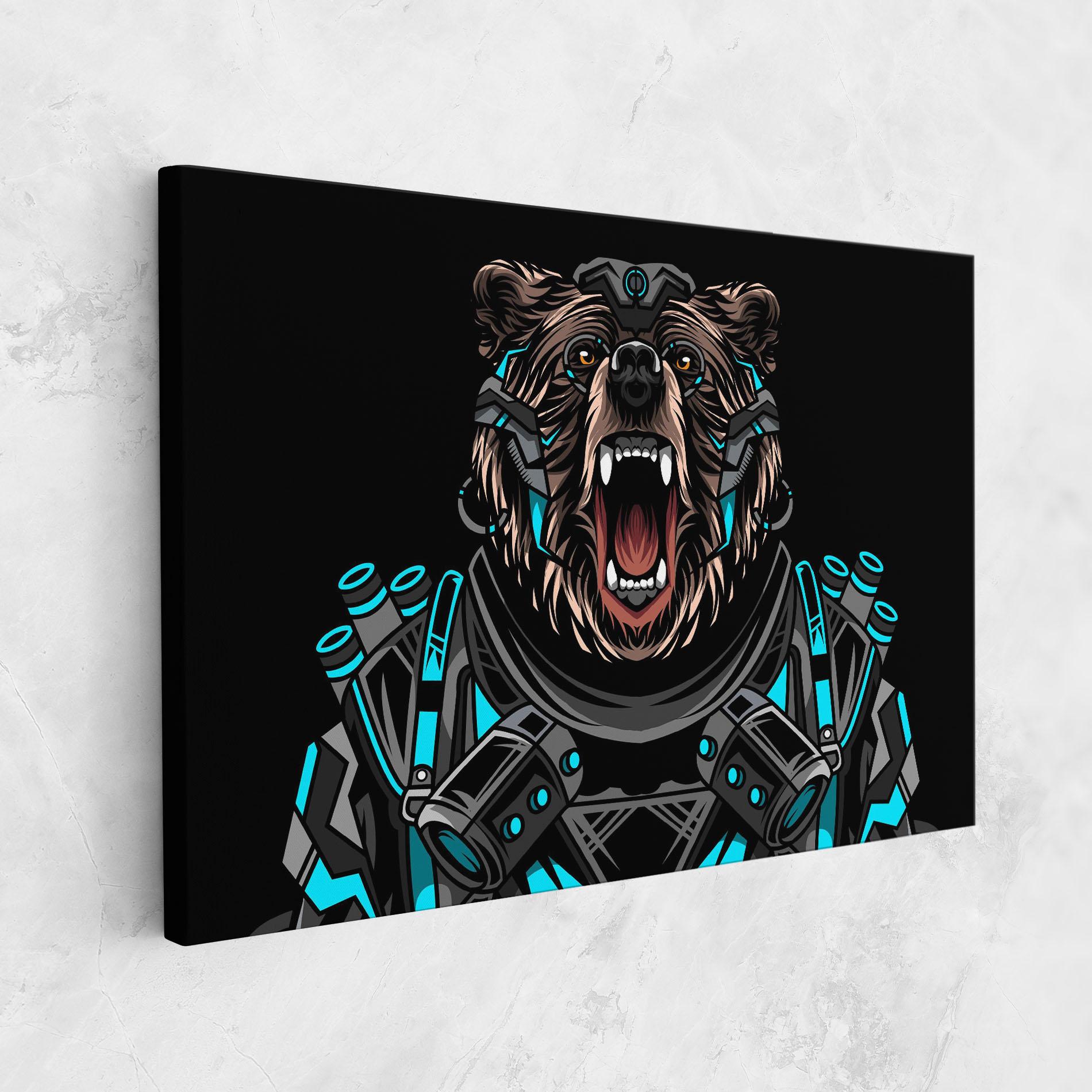 Leinwandbild Black Cyborg Bear mockup 1
