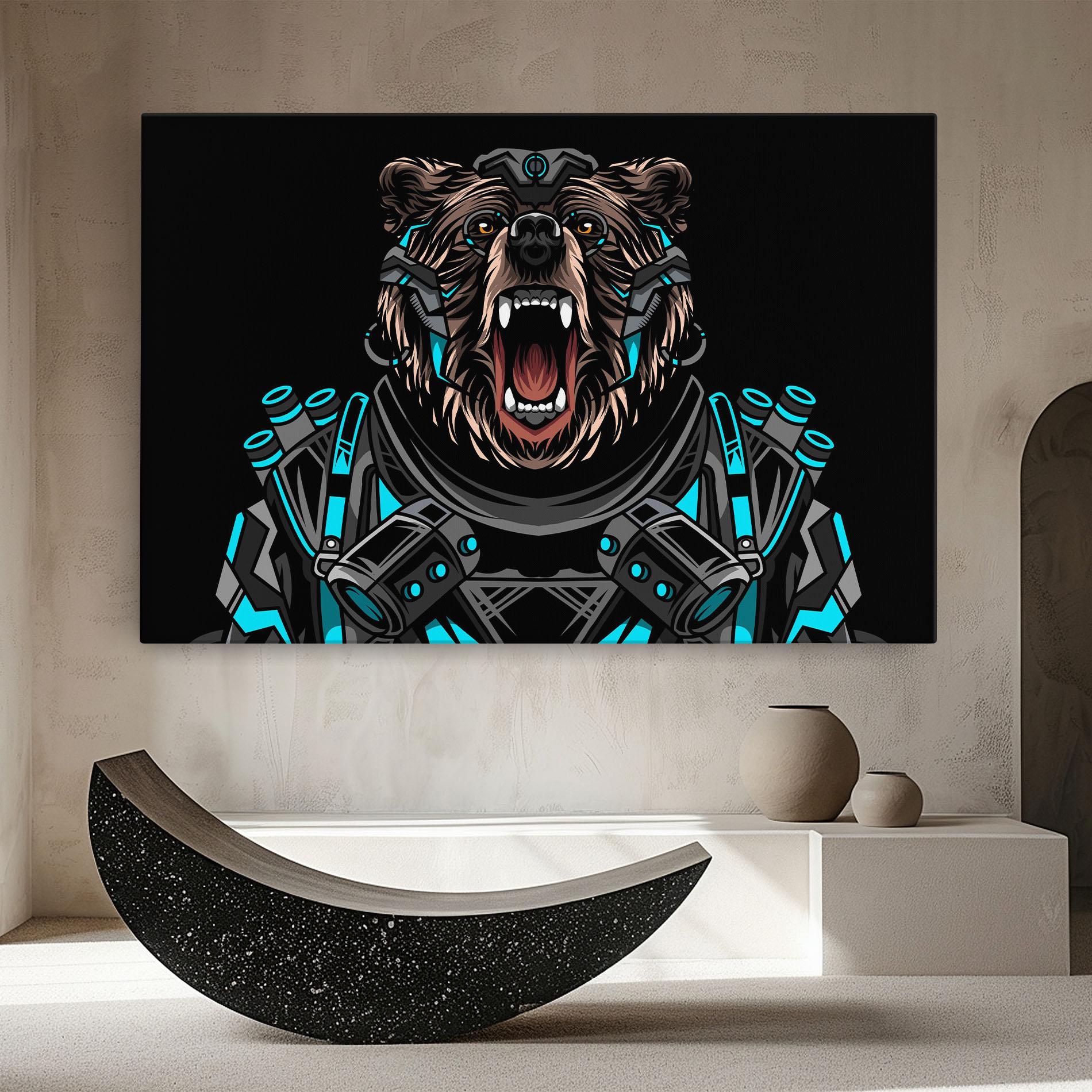 Leinwandbild Black Cyborg Bear mockup 8