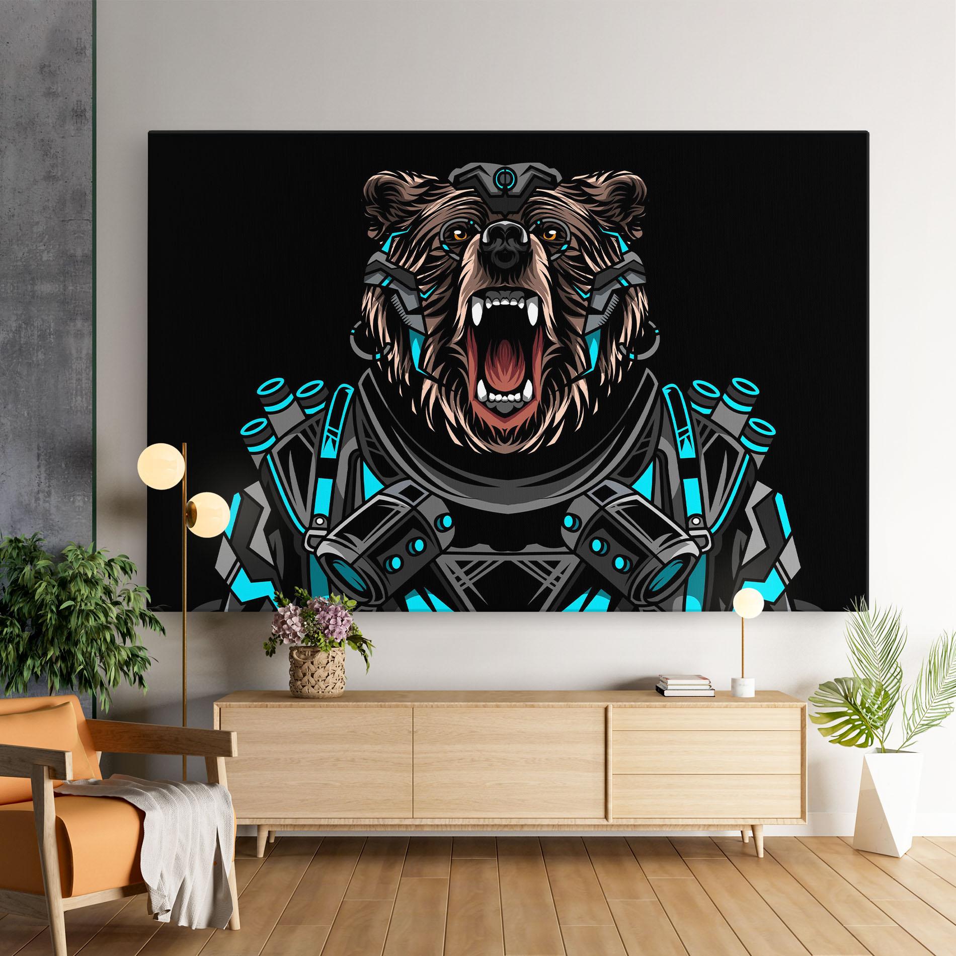 Leinwandbild Black Cyborg Bear mockup 9