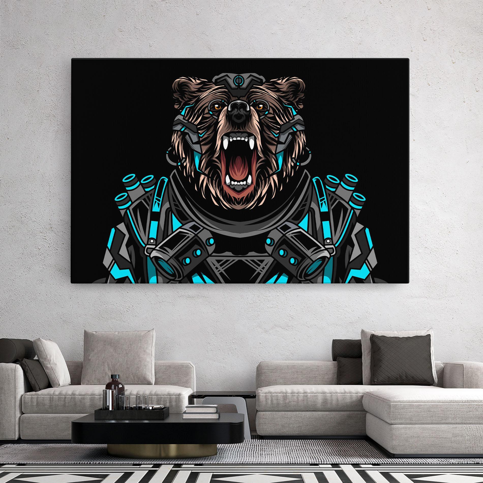 Leinwandbild Black Cyborg Bear mockup 2