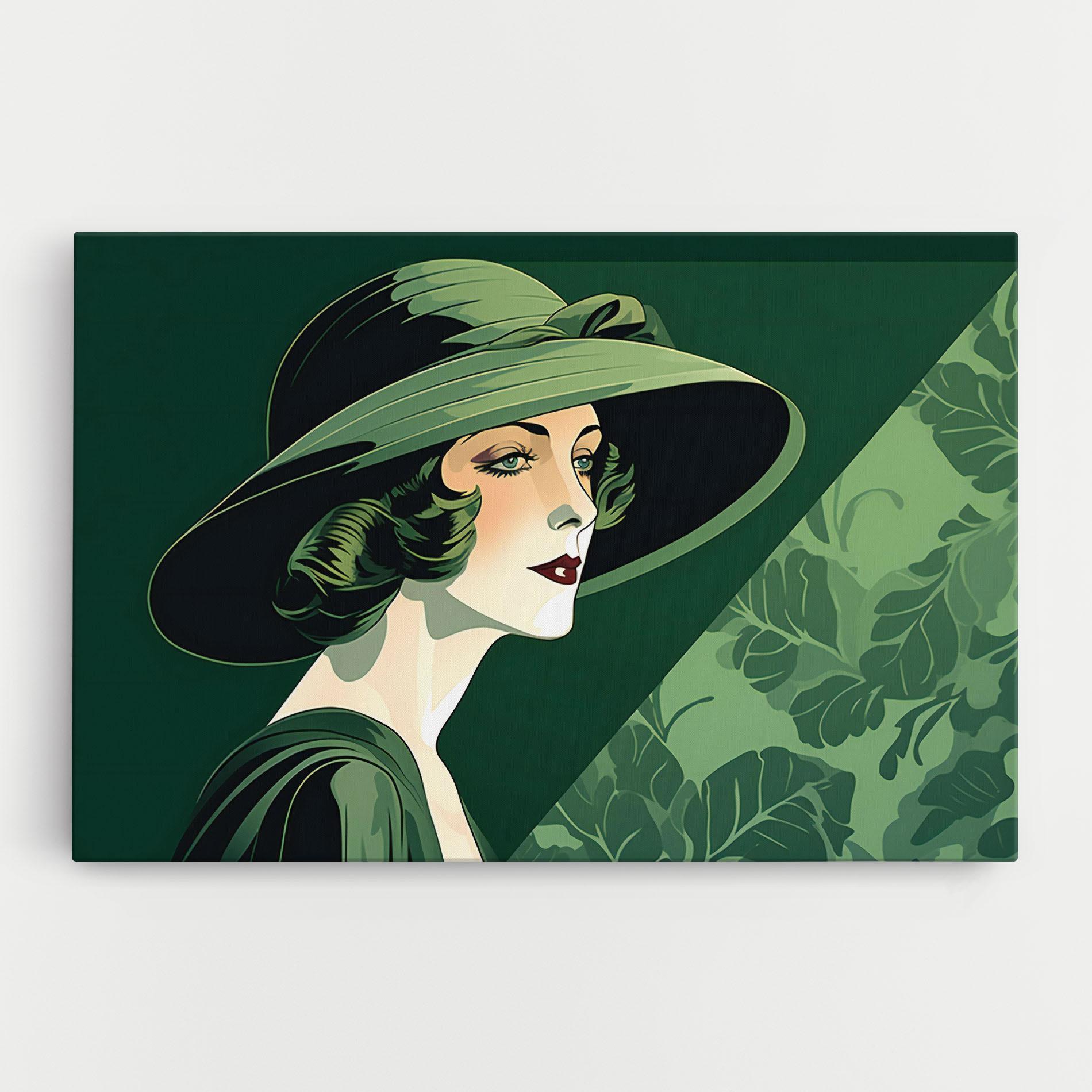 Leinwandbild Green Woman Painting mockup 0
