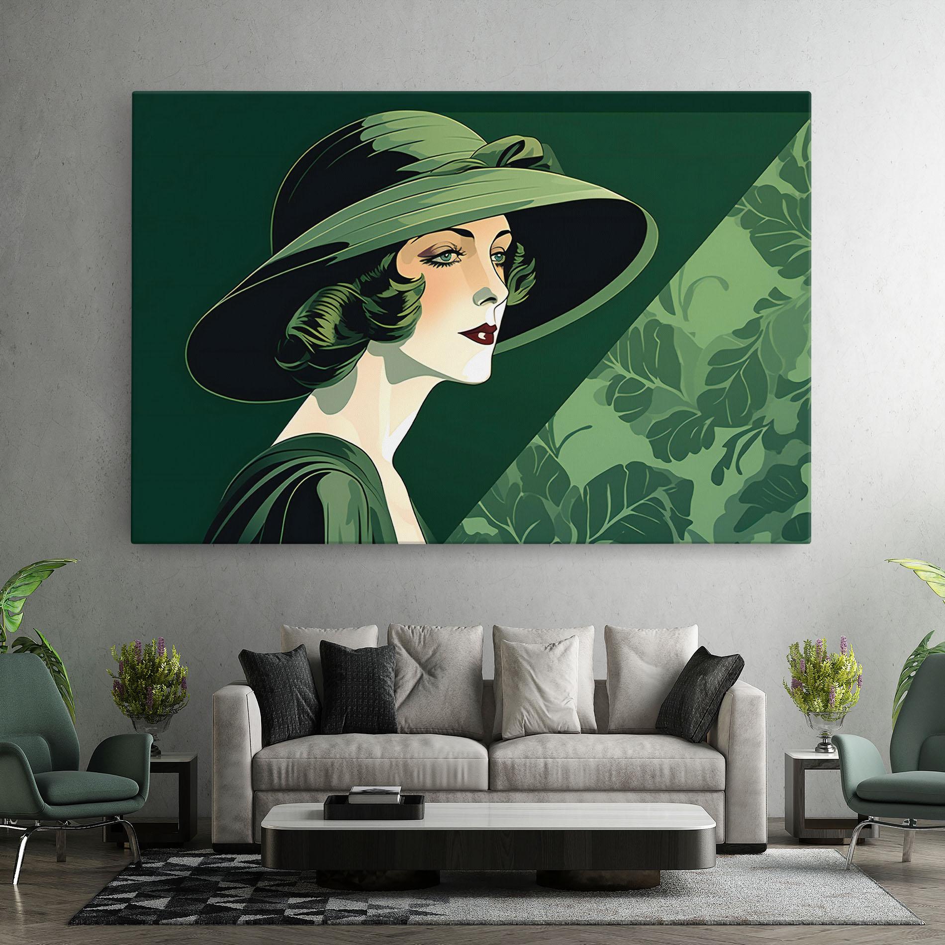 Leinwandbild Green Woman Painting mockup 7