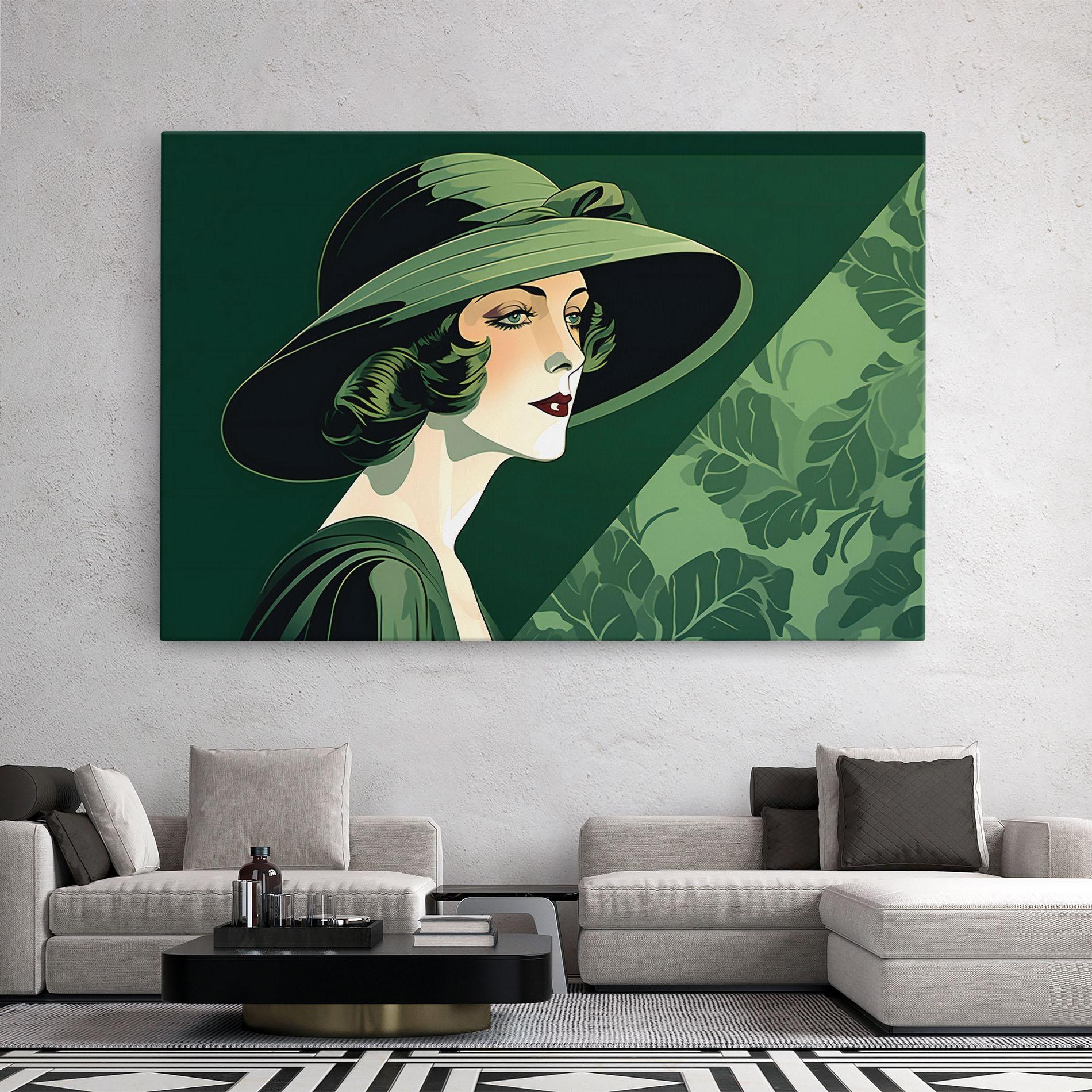 Leinwandbild Green Woman Painting mockup 2