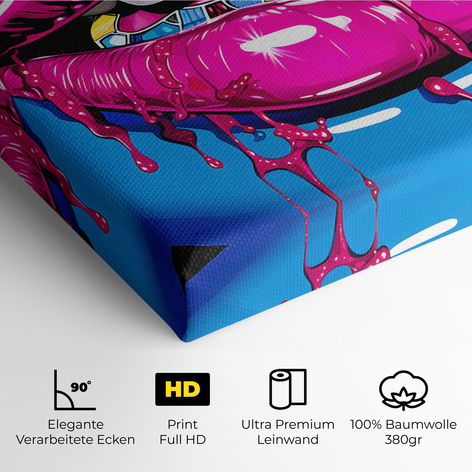 Leinwandbild Blue Pink Lips Art mockup 4