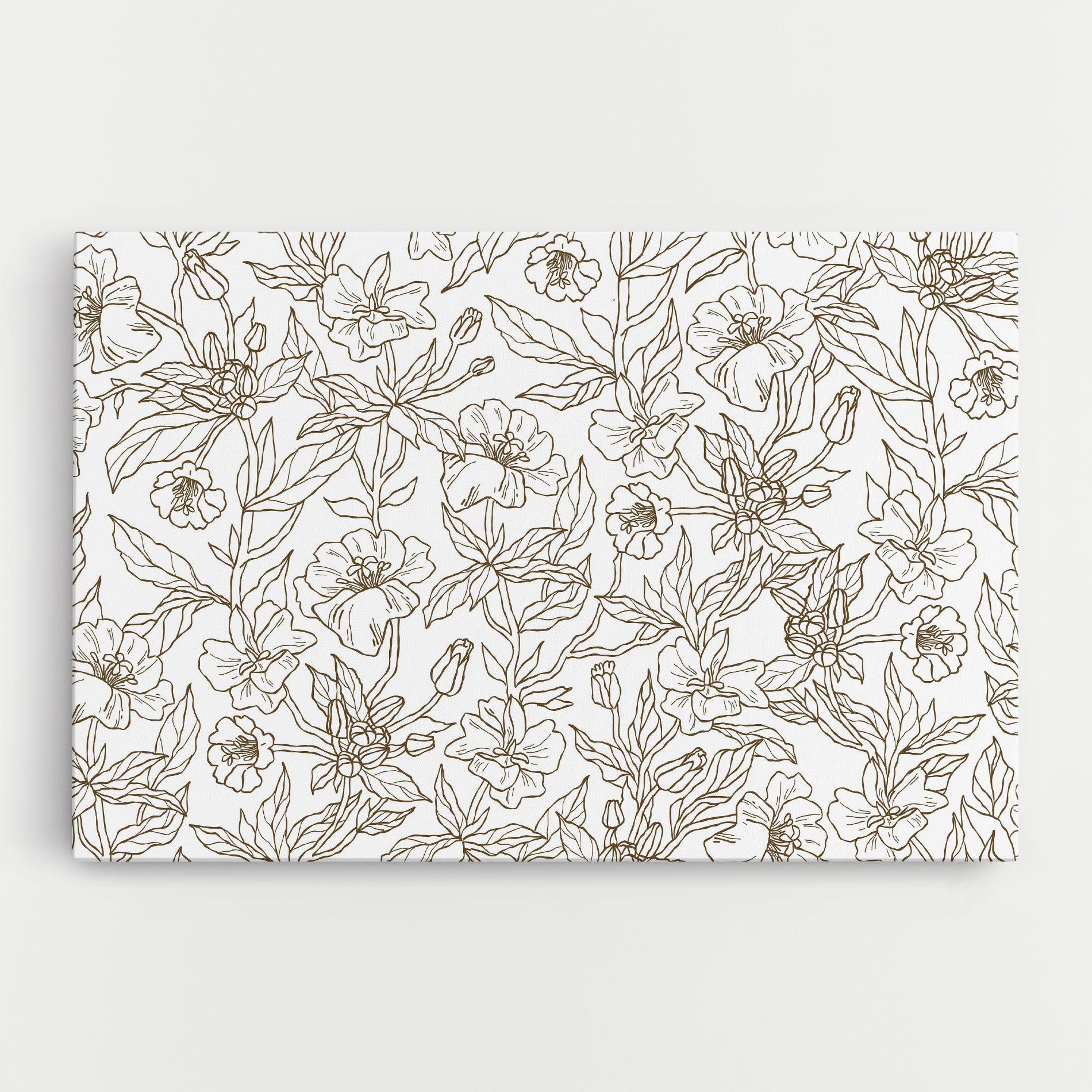 Leinwandbild Cream Line Flowers mockup 0